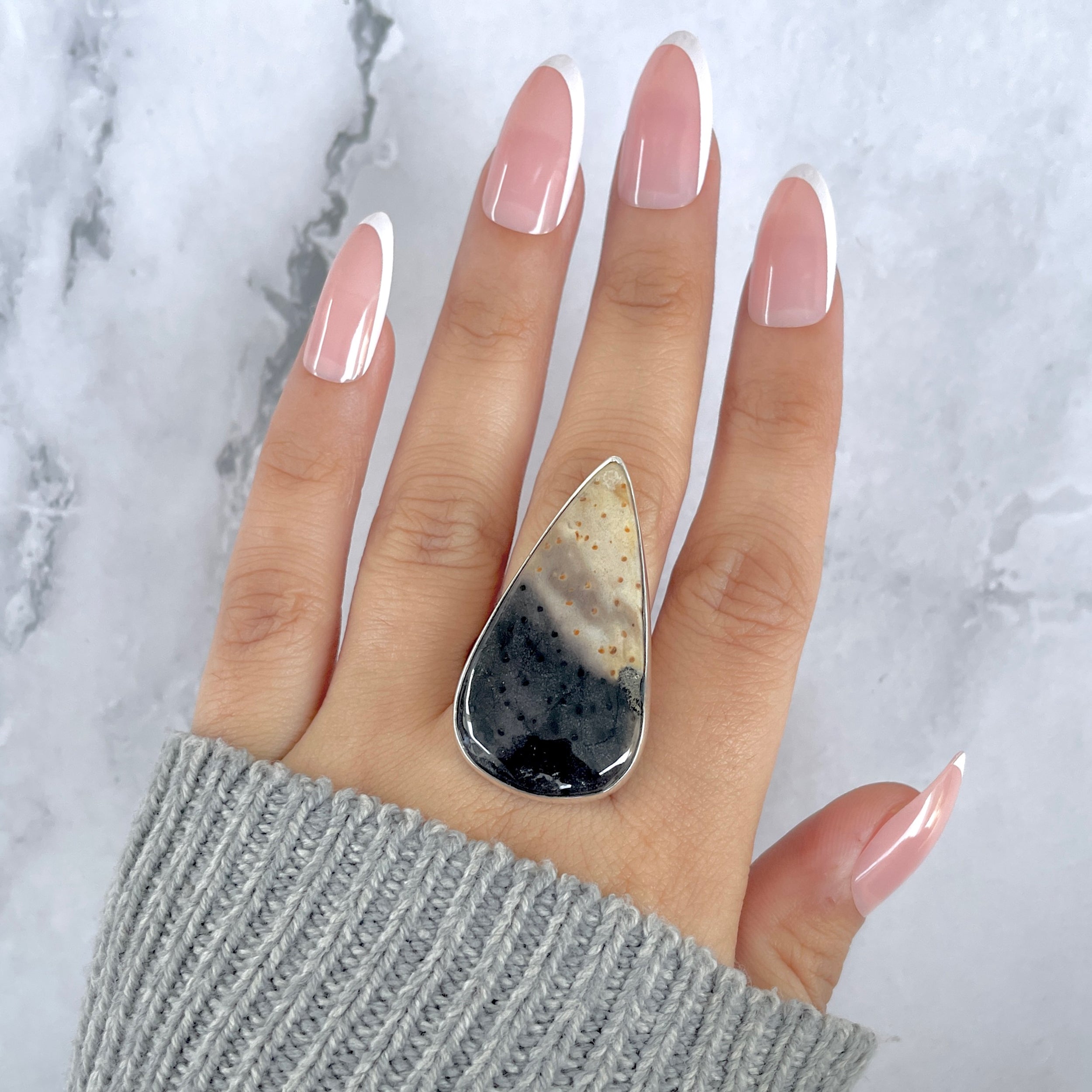 Plumroot Agate Adjustable Ring-(PTJ-R-50.)