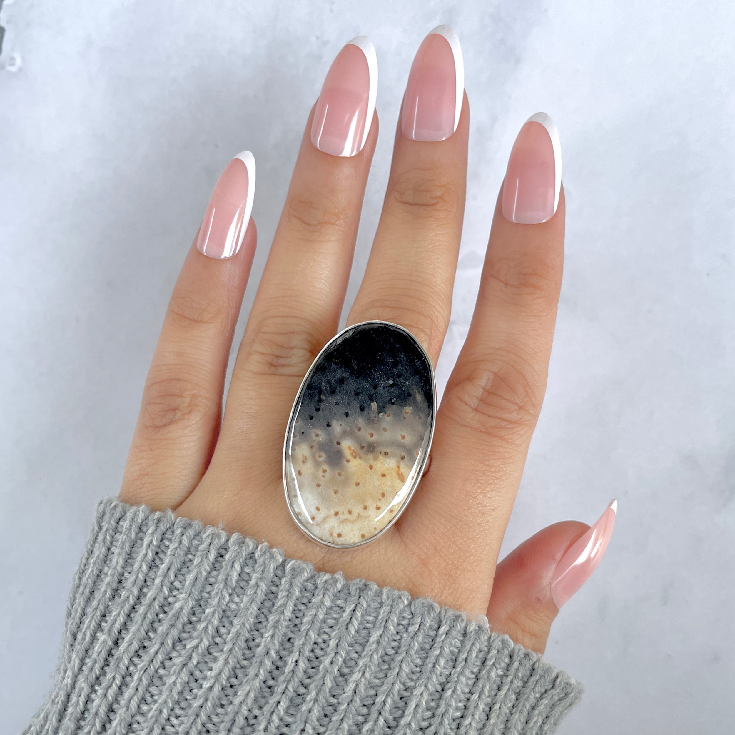 Plumroot Agate Adjustable Ring-(PTJ-R-52.)