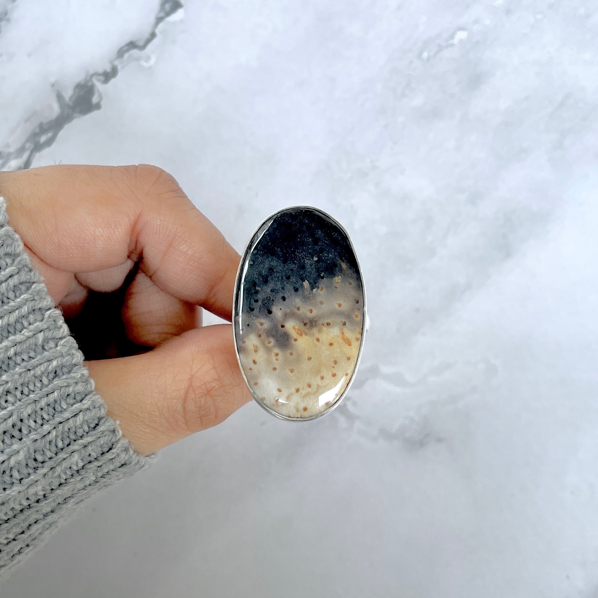 Plumroot Agate Adjustable Ring-(PTJ-R-52.)