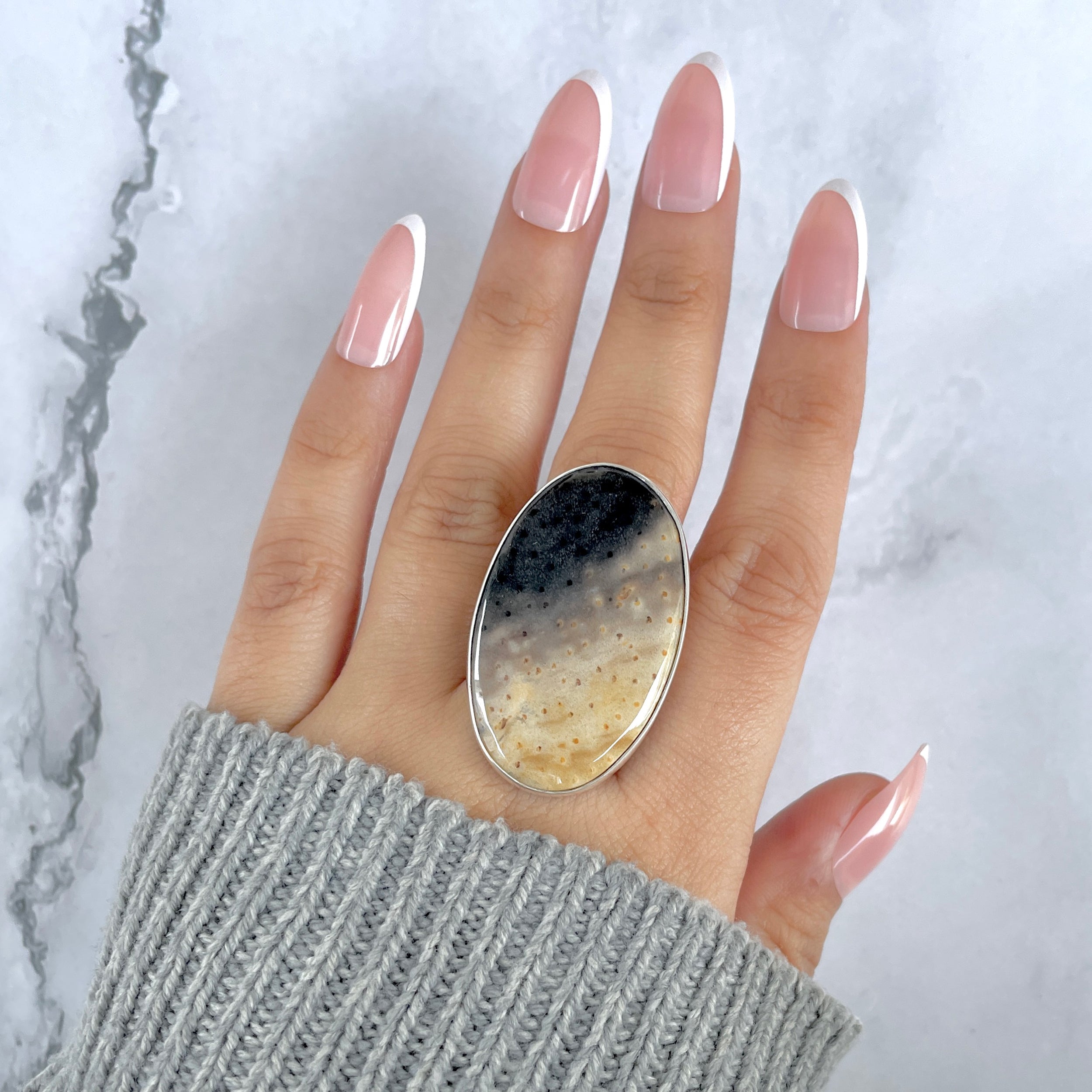 Plumroot Agate Adjustable Ring-(PTJ-R-54.)