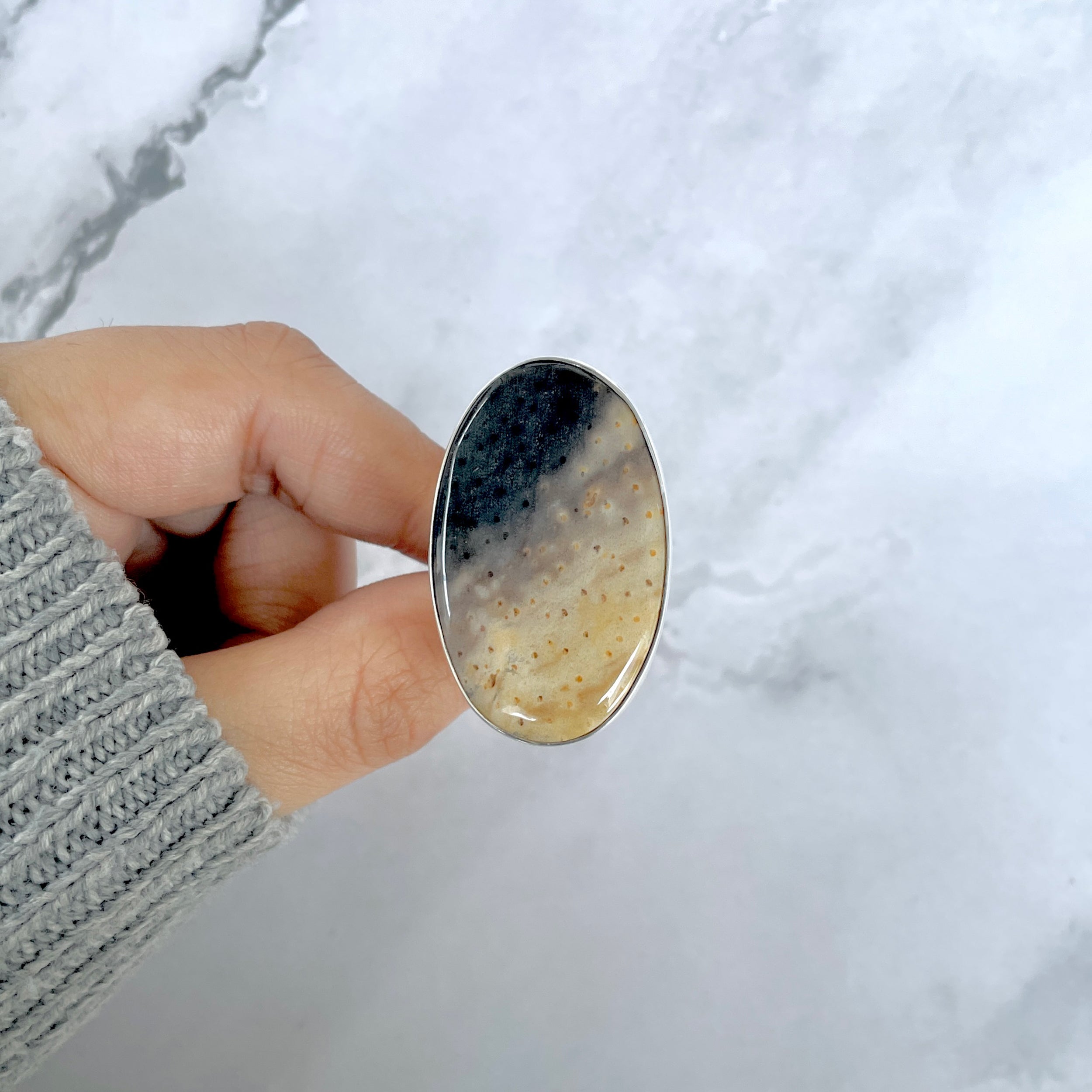 Plumroot Agate Adjustable Ring-(PTJ-R-54.)