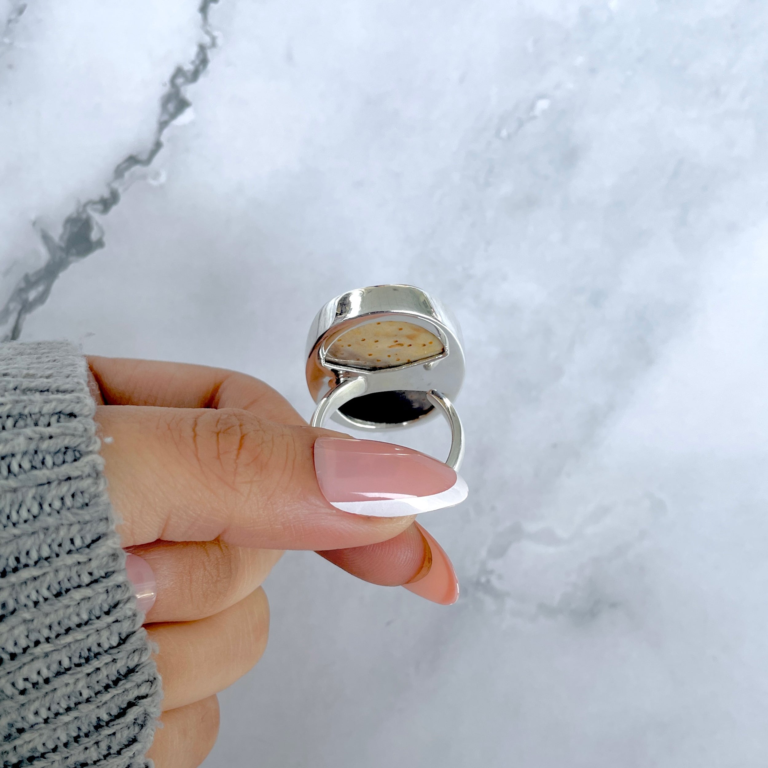 Plumroot Agate Adjustable Ring-(PTJ-R-54.)