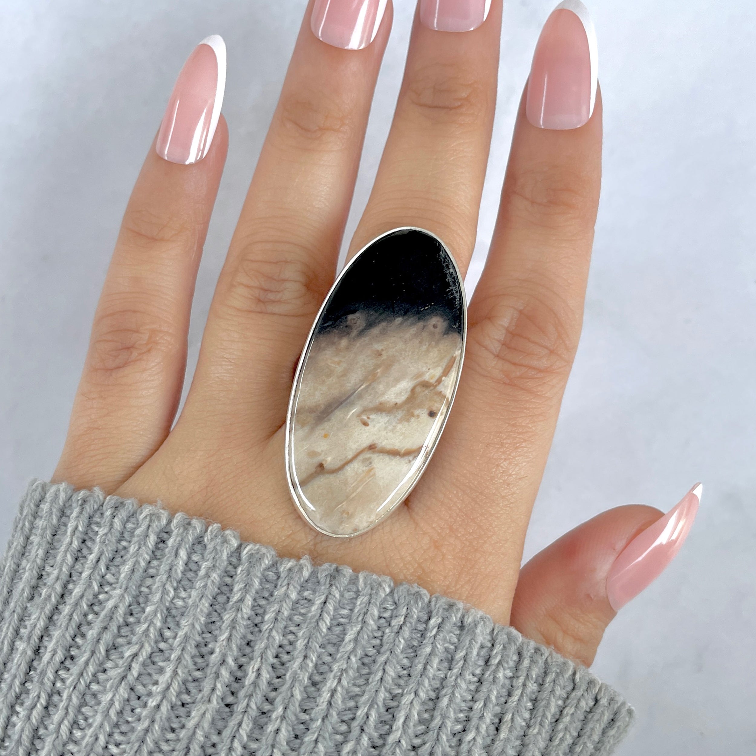 Plumroot Agate Adjustable Ring-(PTJ-R-55.)