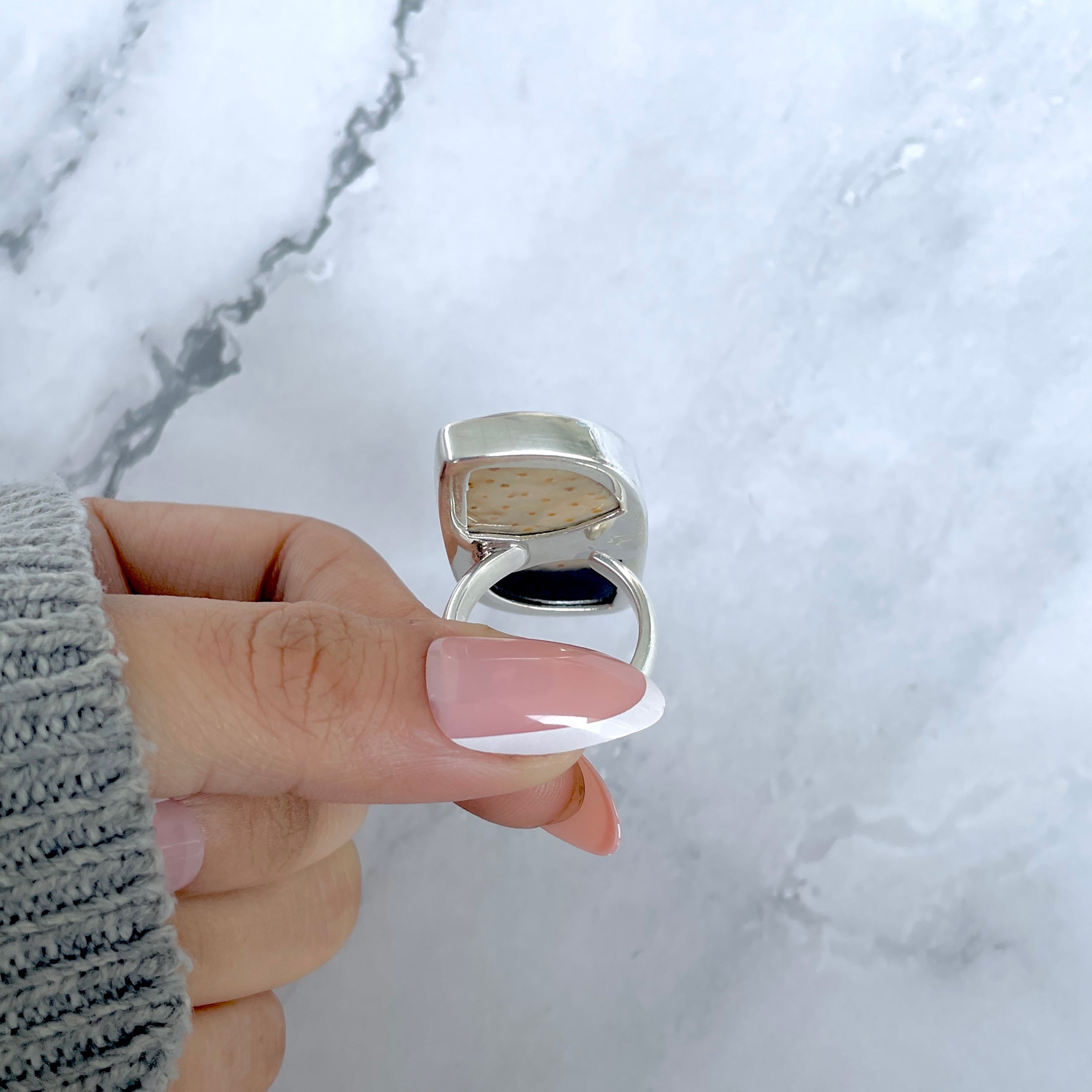 Plumroot Agate Adjustable Ring-(PTJ-R-57.)