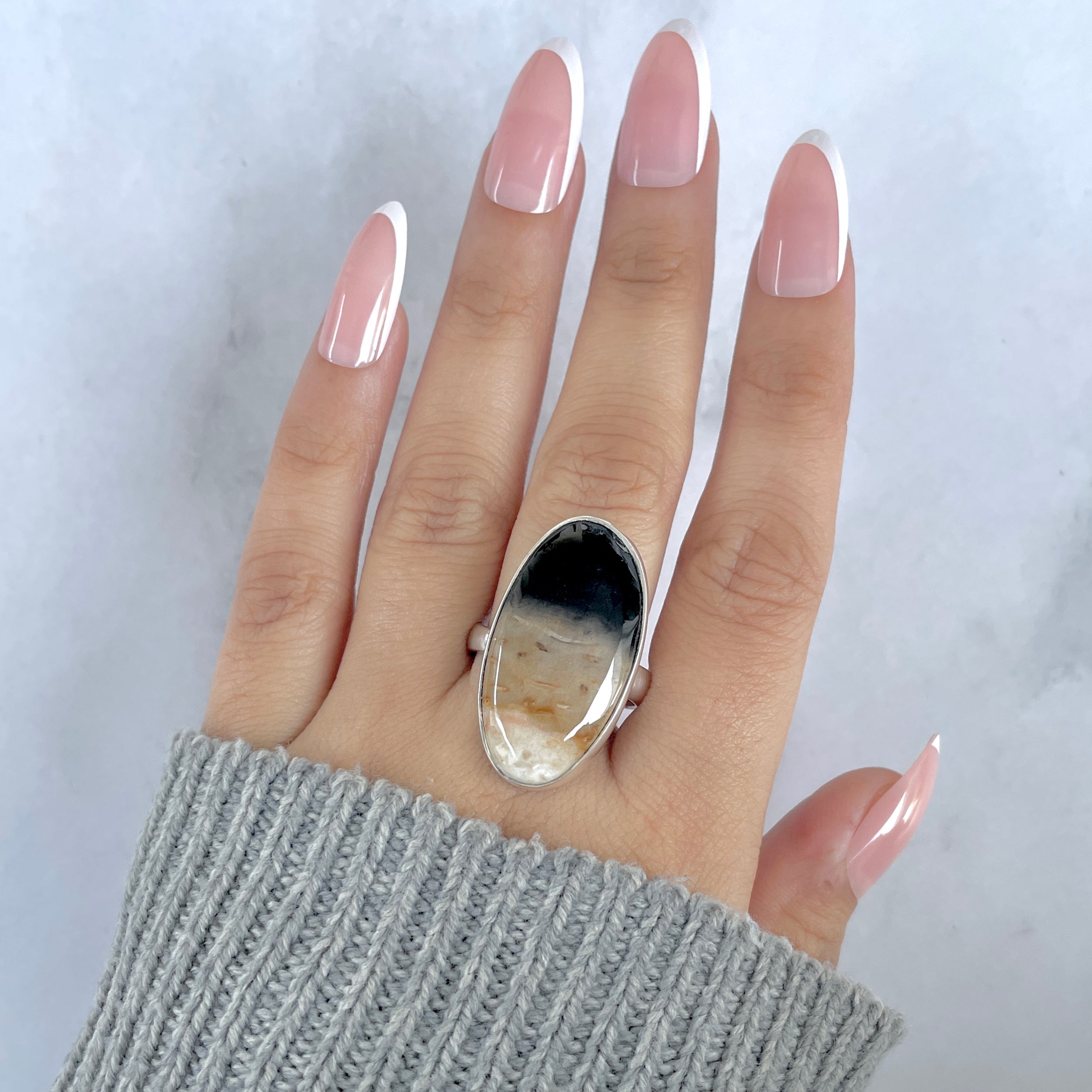 Plumroot Agate Adjustable Ring-(PTJ-R-58.)