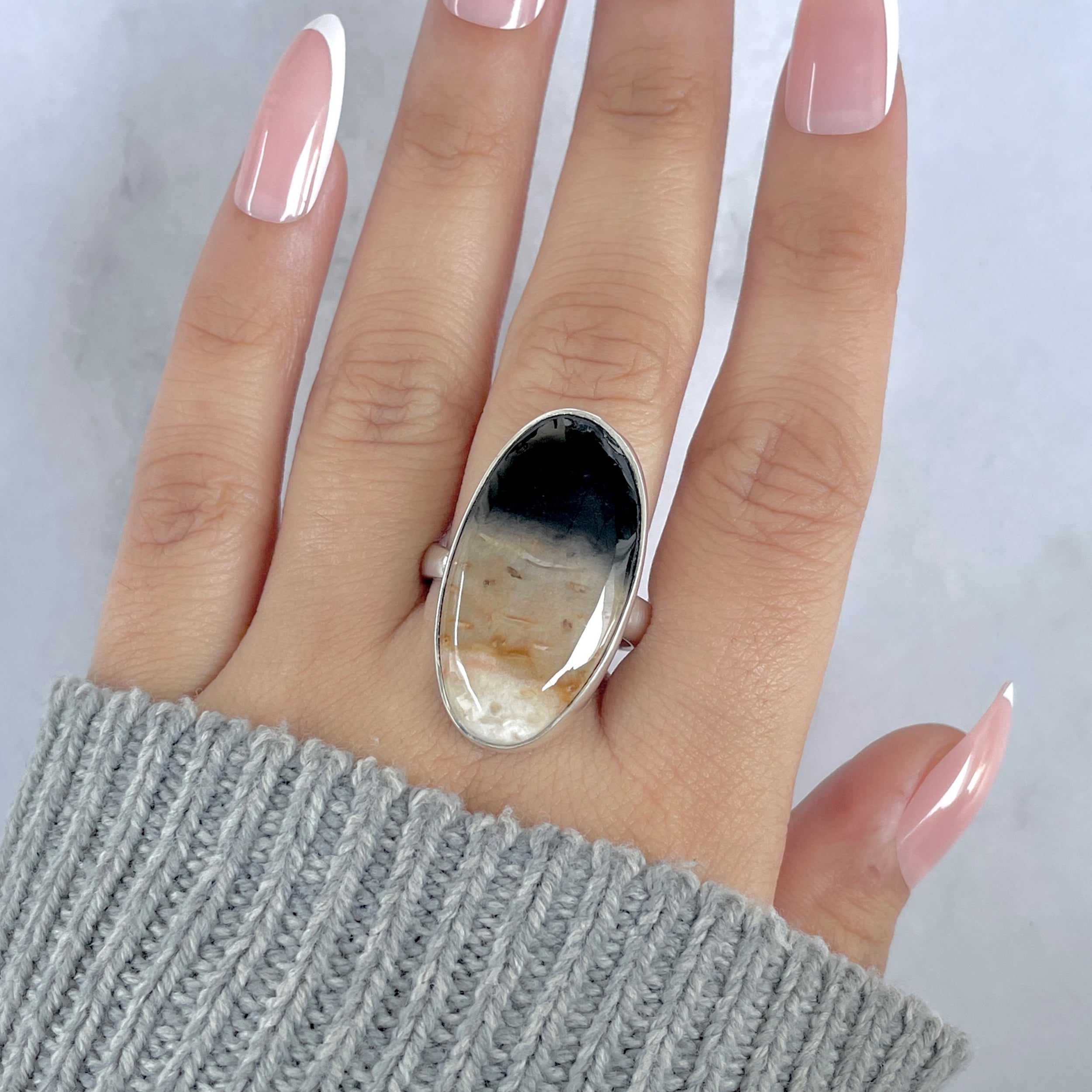 Plumroot Agate Adjustable Ring-(PTJ-R-58.)