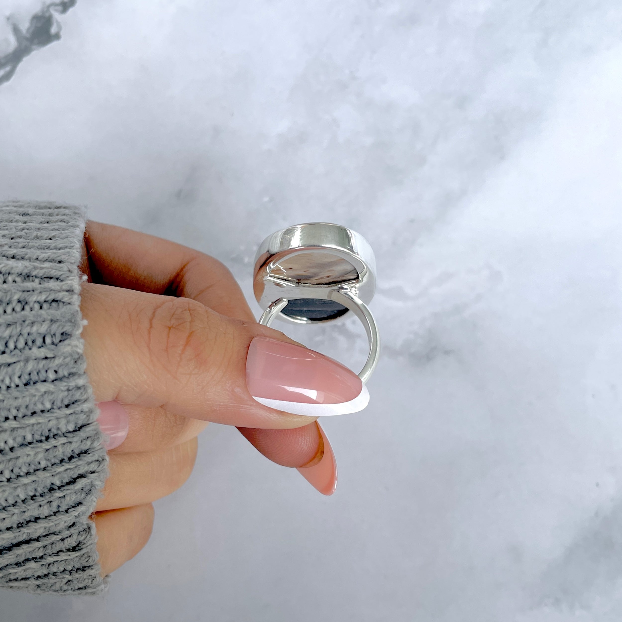 Plumroot Agate Adjustable Ring-(PTJ-R-61.)