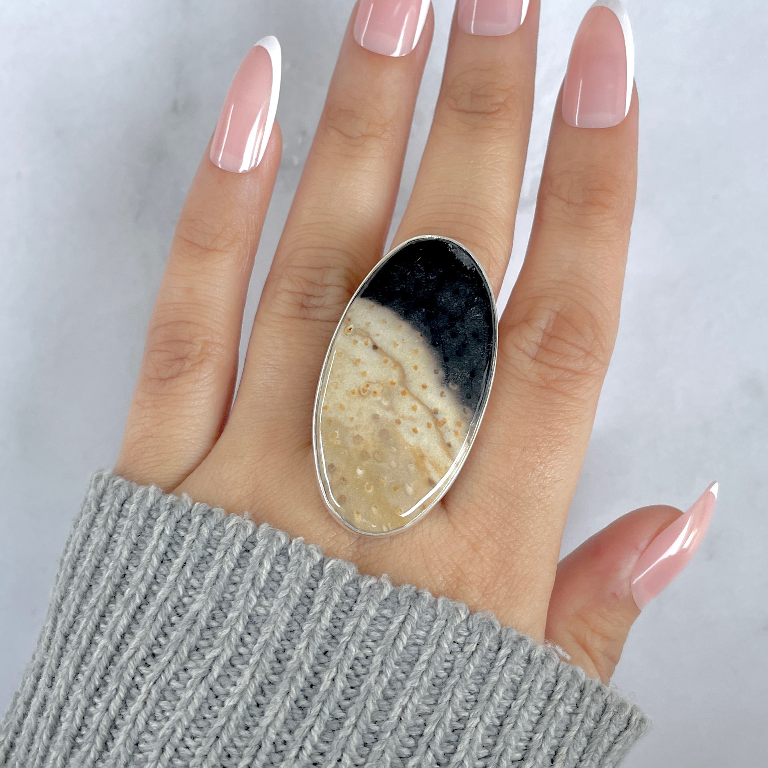 Plumroot Agate Adjustable Ring-(PTJ-R-62.)