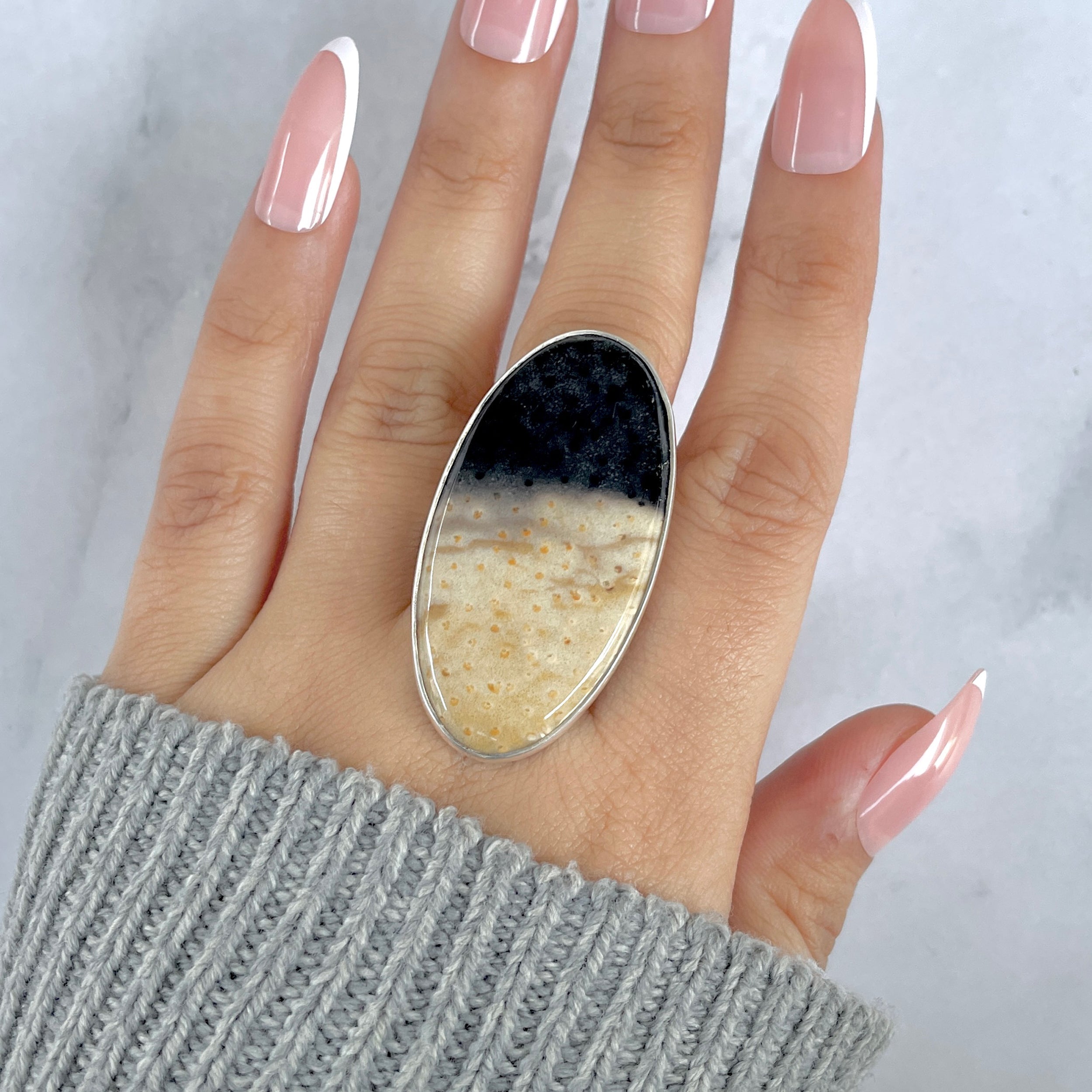 Plumroot Agate Adjustable Ring-(PTJ-R-63.)