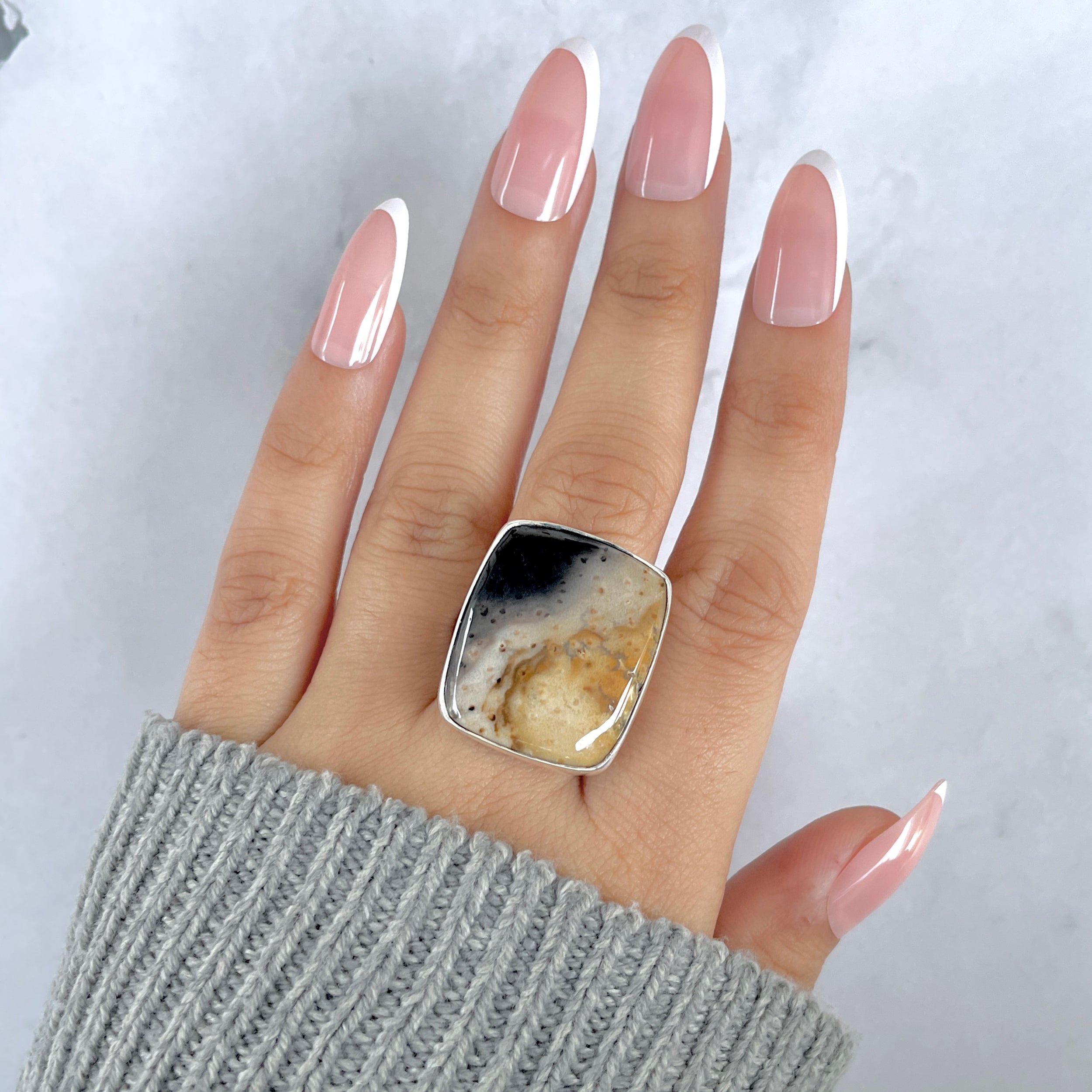 Plumroot Agate Adjustable Ring-(PTJ-R-64.)