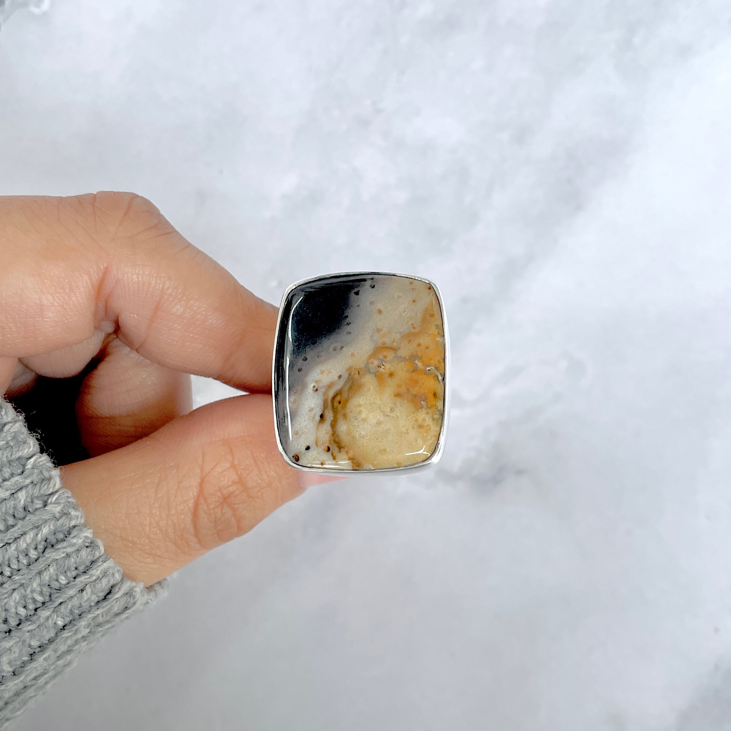 Plumroot Agate Adjustable Ring-(PTJ-R-64.)