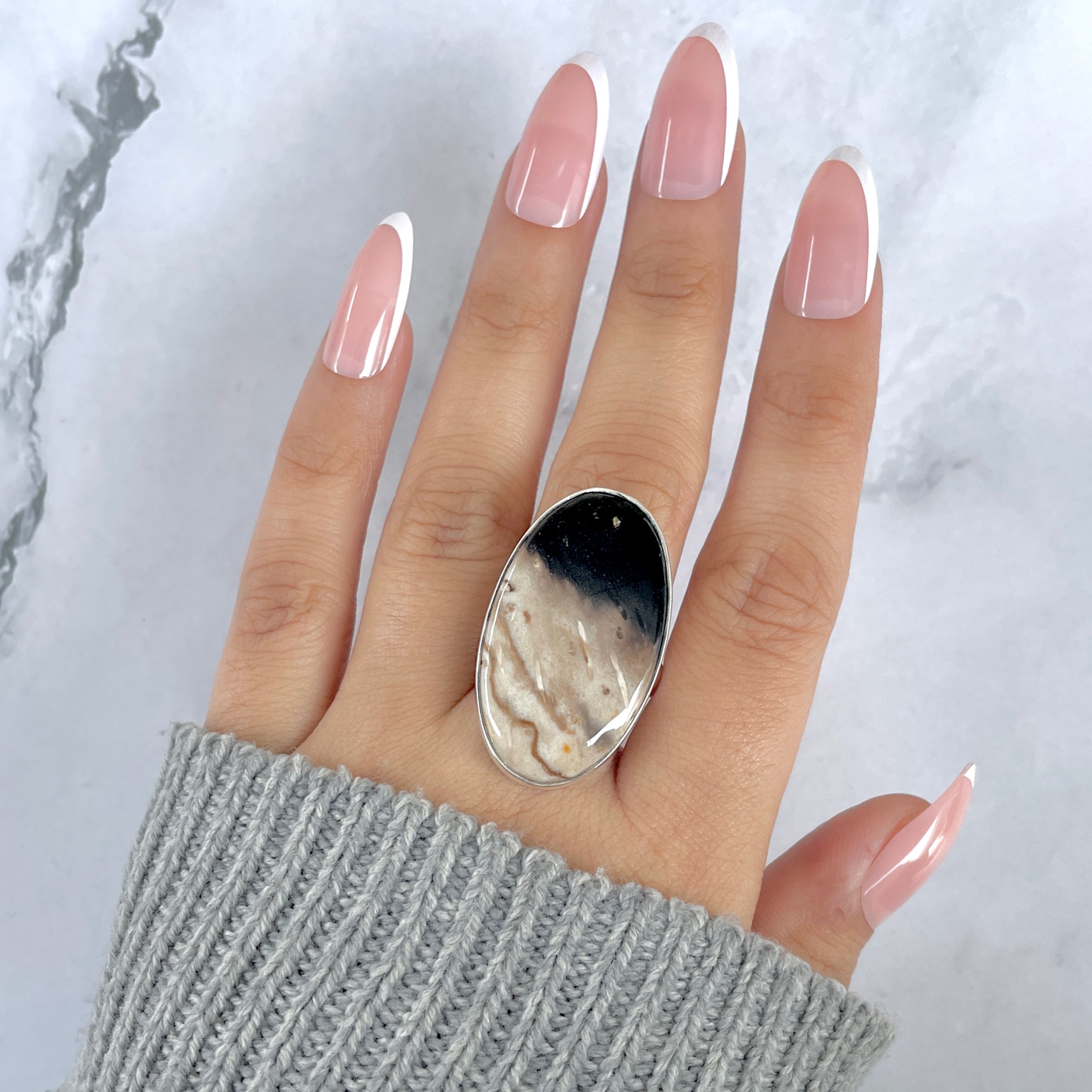 Plumroot Agate Adjustable Ring-(PTJ-R-65.)