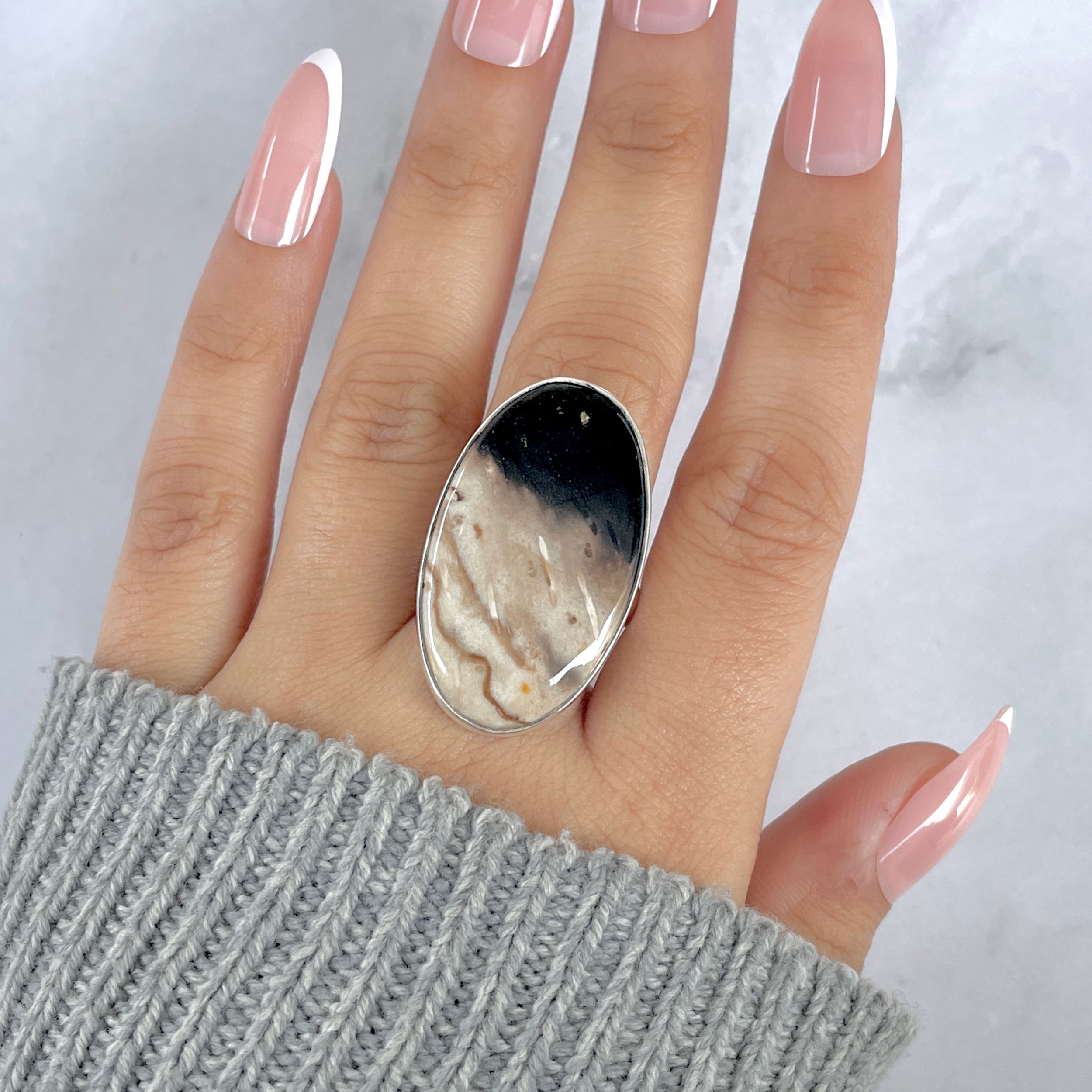 Plumroot Agate Adjustable Ring-(PTJ-R-65.)
