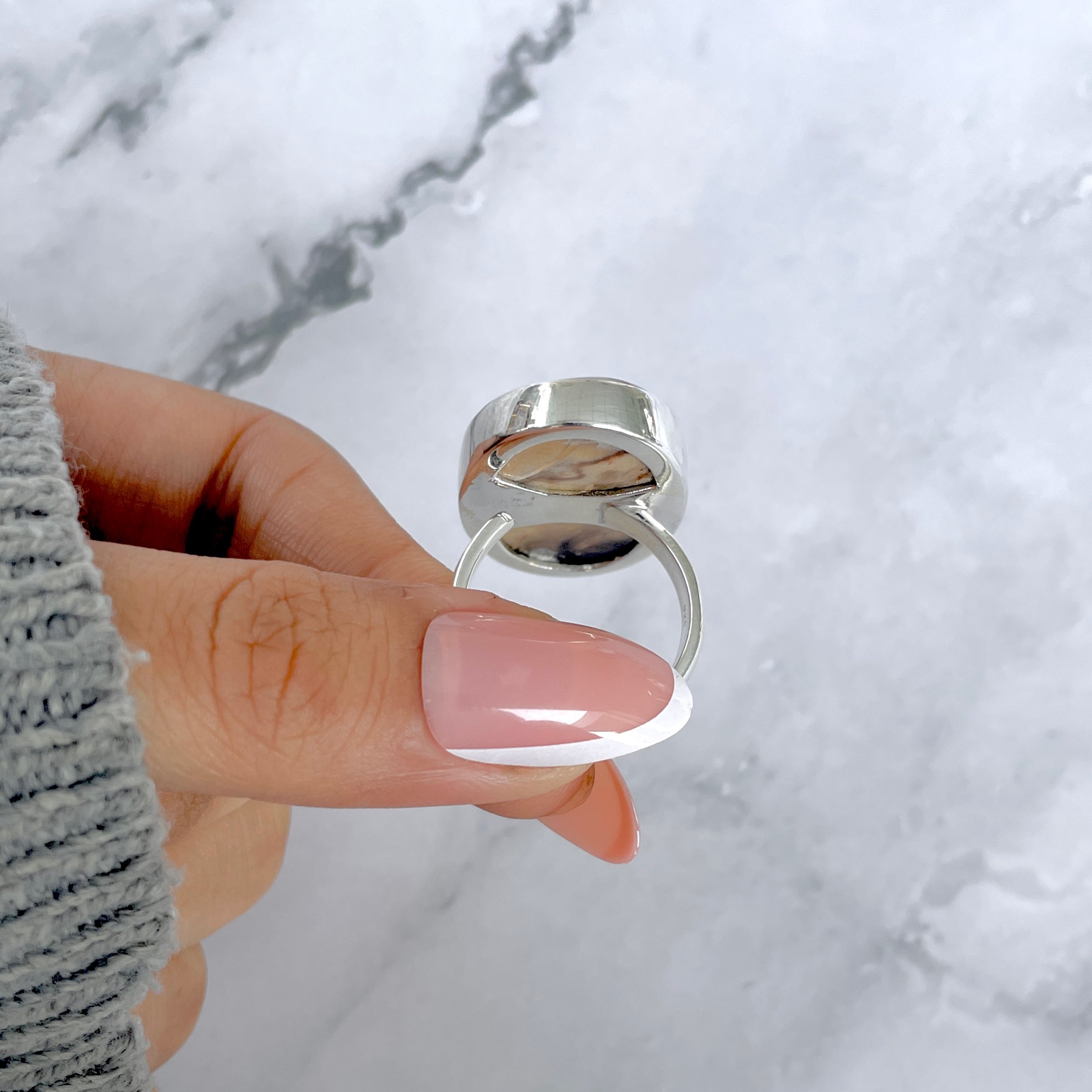 Plumroot Agate Adjustable Ring-(PTJ-R-65.)