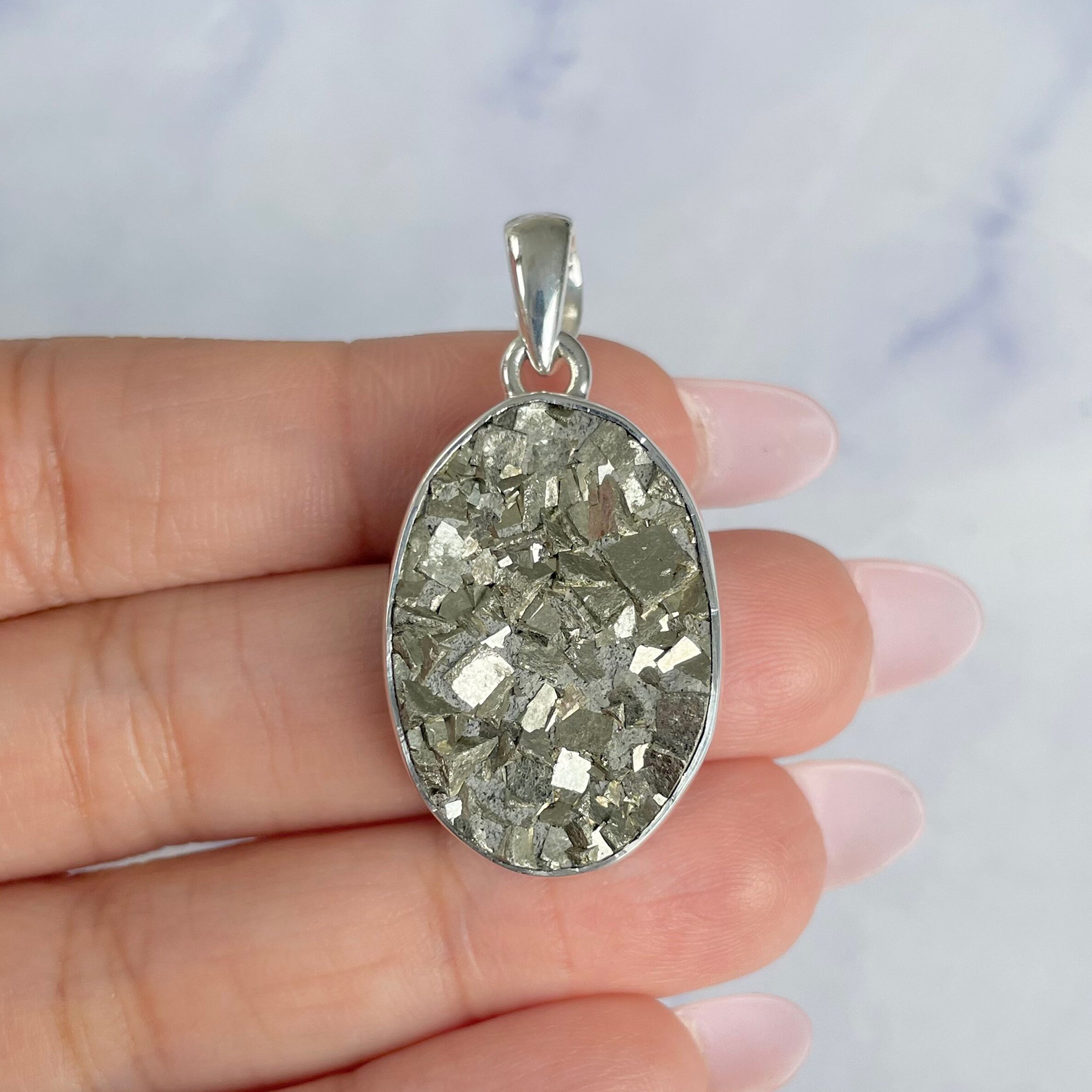 Pyrite Druzy Pendant-(PYR-P-11.)
