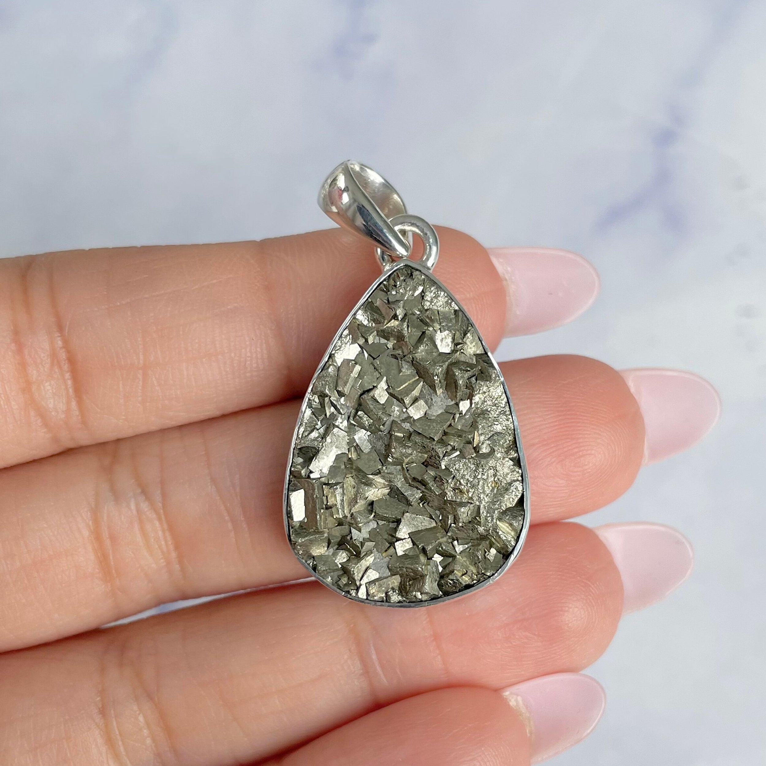 Pyrite Druzy Pendant-(PYR-P-12.)