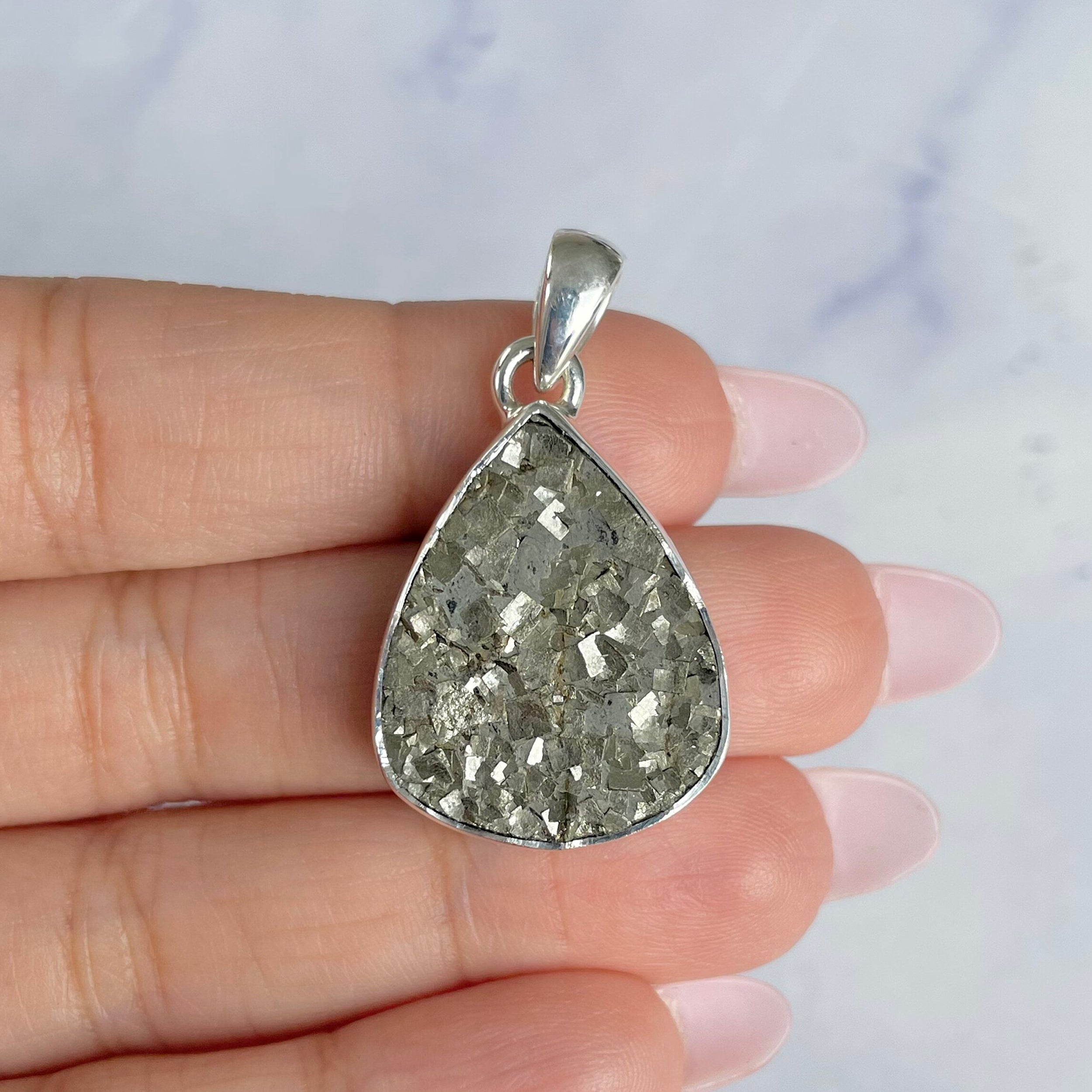 Pyrite Druzy Pendant-(PYR-P-13.)