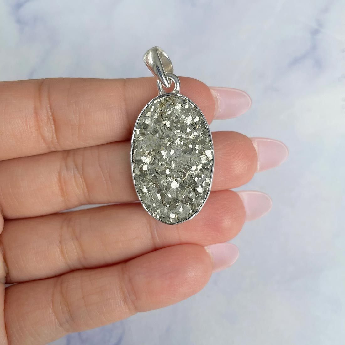 Pyrite Druzy Pendant-(PYR-P-29.)