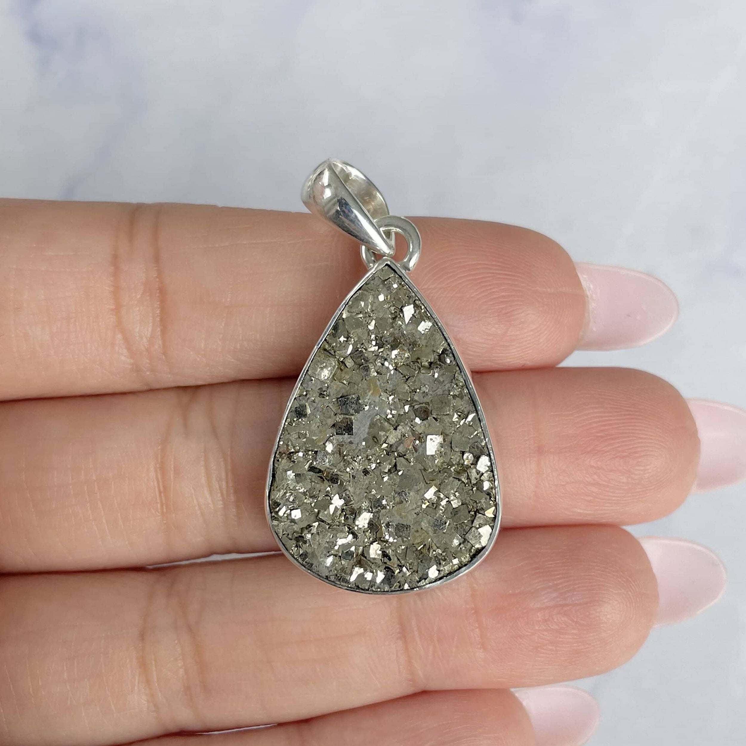 Pyrite Druzy Pendant-(PYR-P-5.)