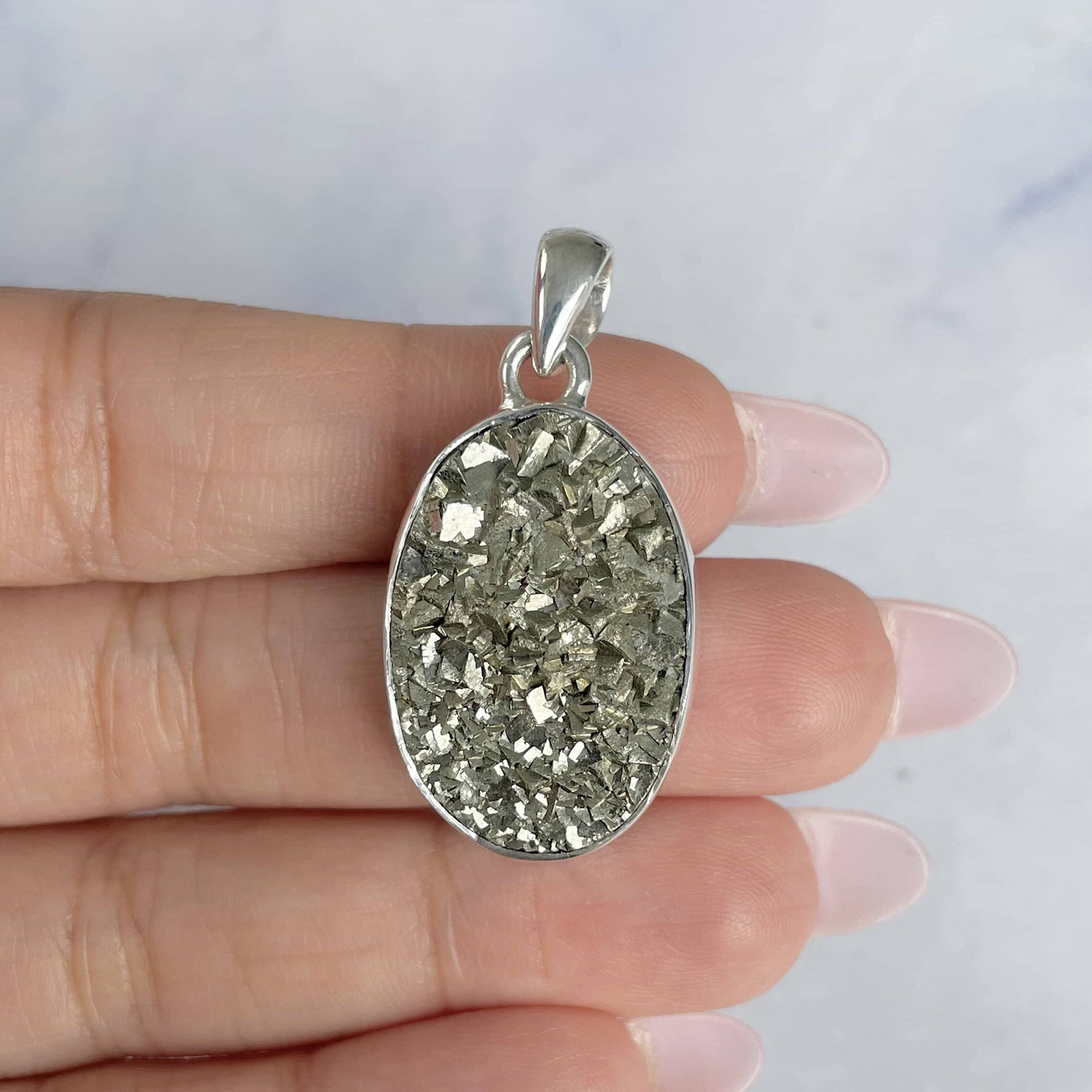 Pyrite Druzy Pendant-(PYR-P-6.)