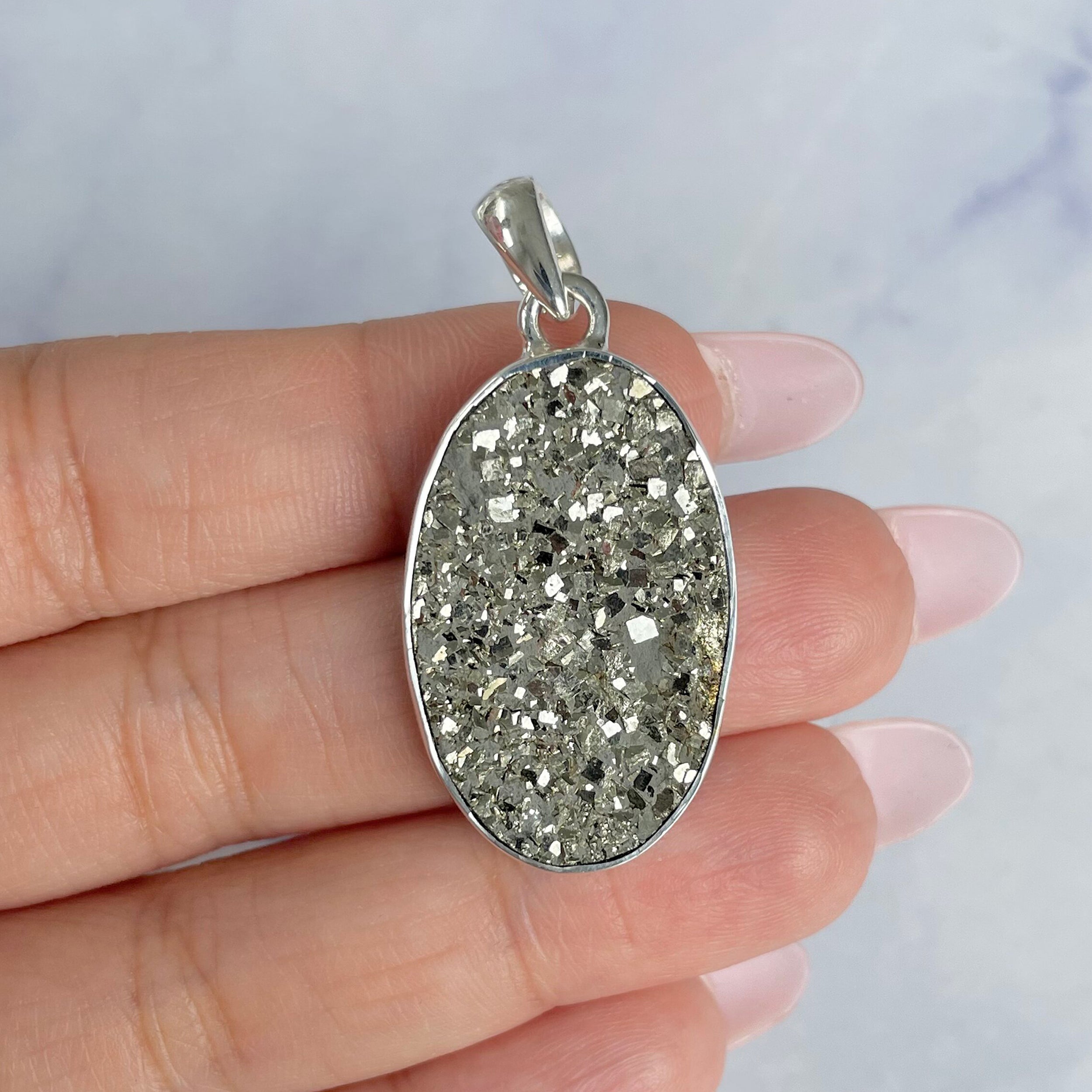 Pyrite Druzy Pendant-(PYR-P-7.)