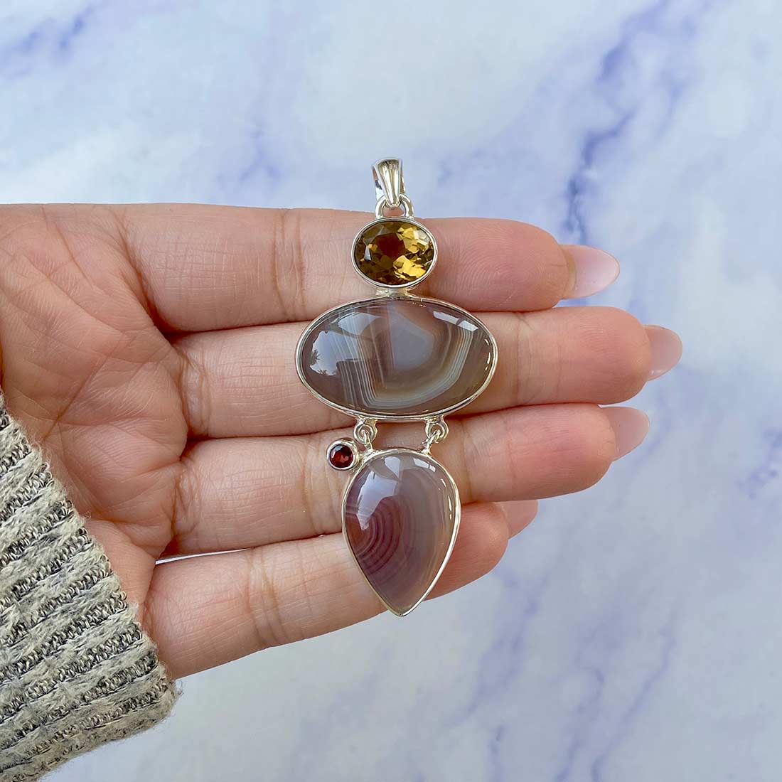 Botswana Agate Pendant-(RBA-P-36.)