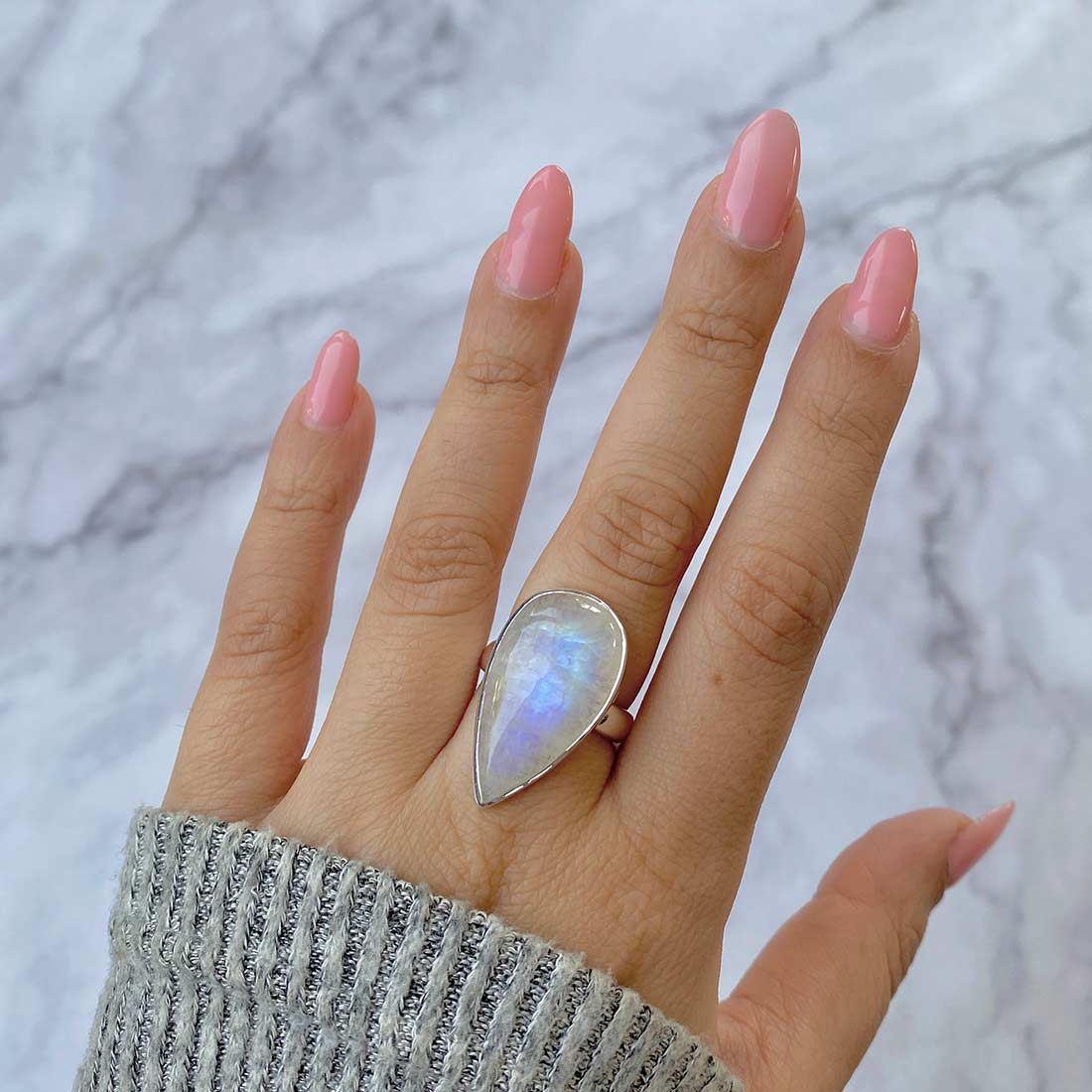 Moonstone Adjustable Ring-(RBM-R-30.)