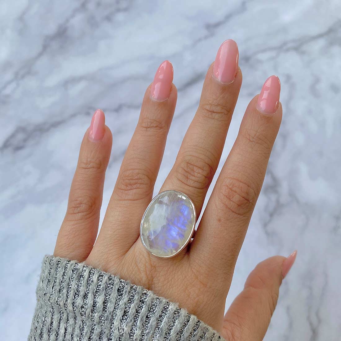 Moonstone Adjustable Ring-(RBM-R-51.)