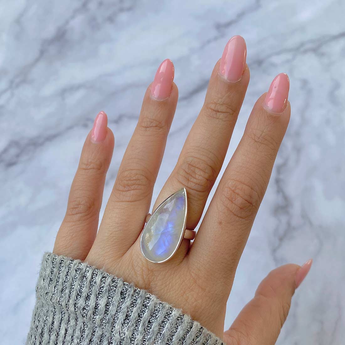 Moonstone Adjustable Ring-(RBM-R-55.)