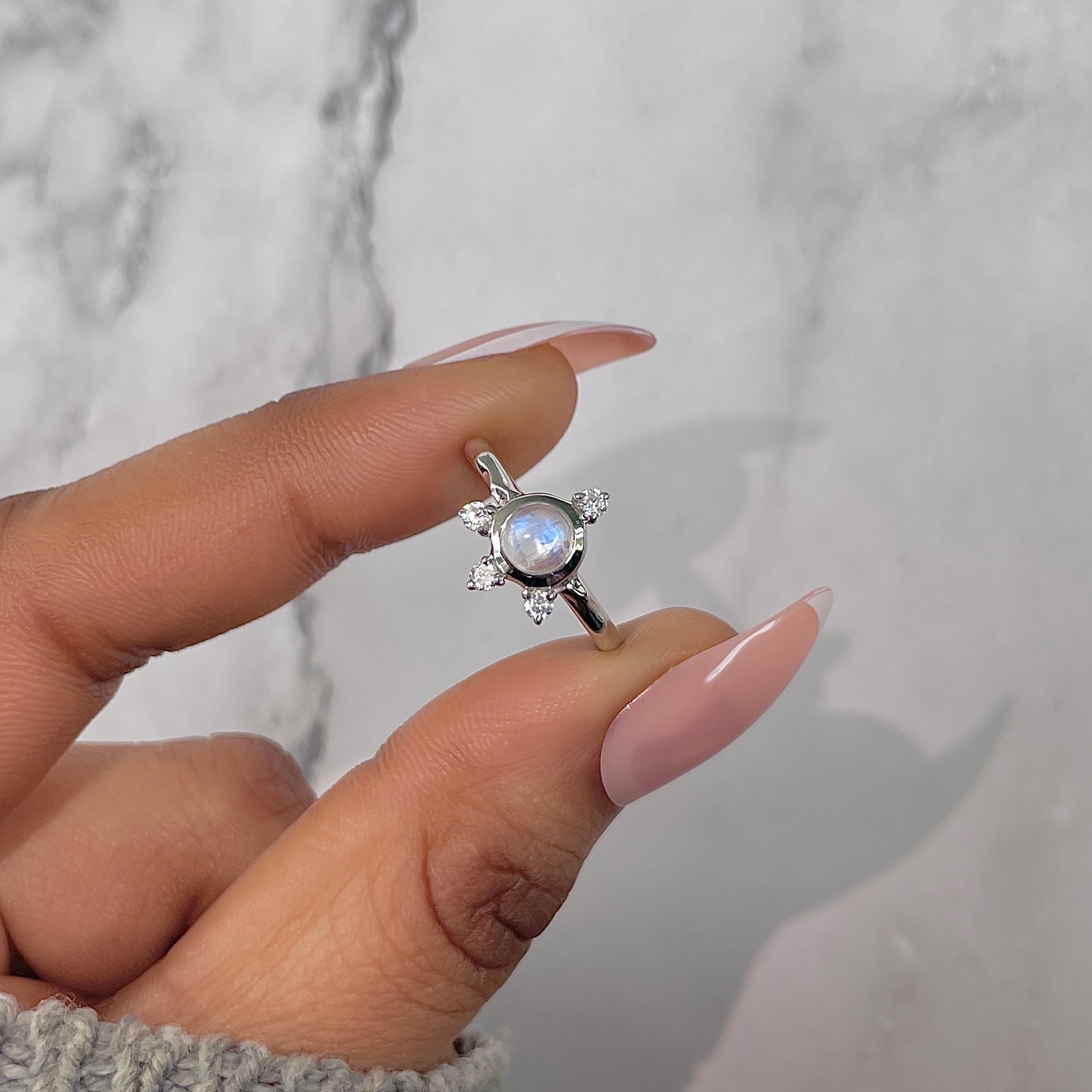 Moonstone & White Topaz Ring-(RBM-RDR-1619.)