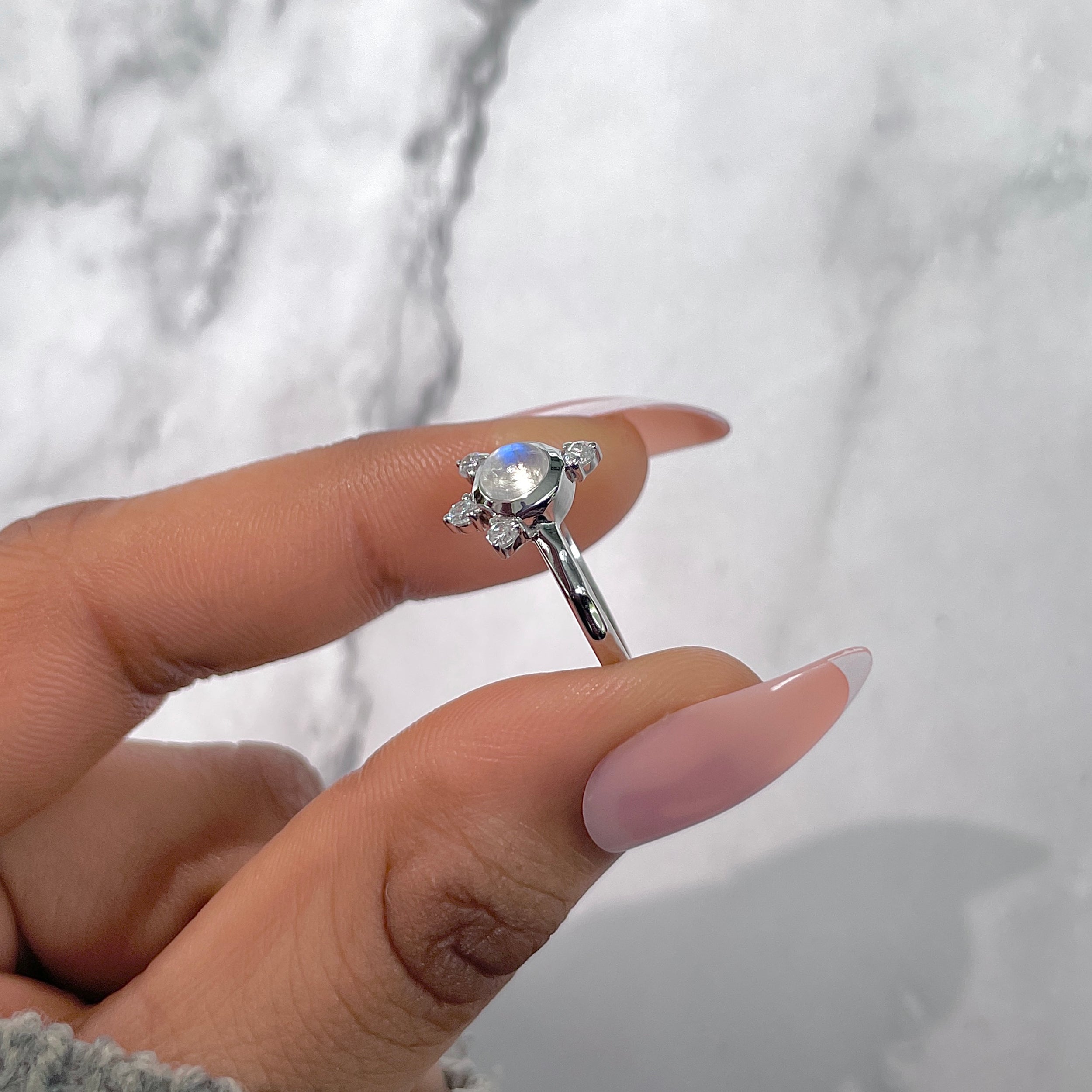 Moonstone & White Topaz Ring-(RBM-RDR-1619.)