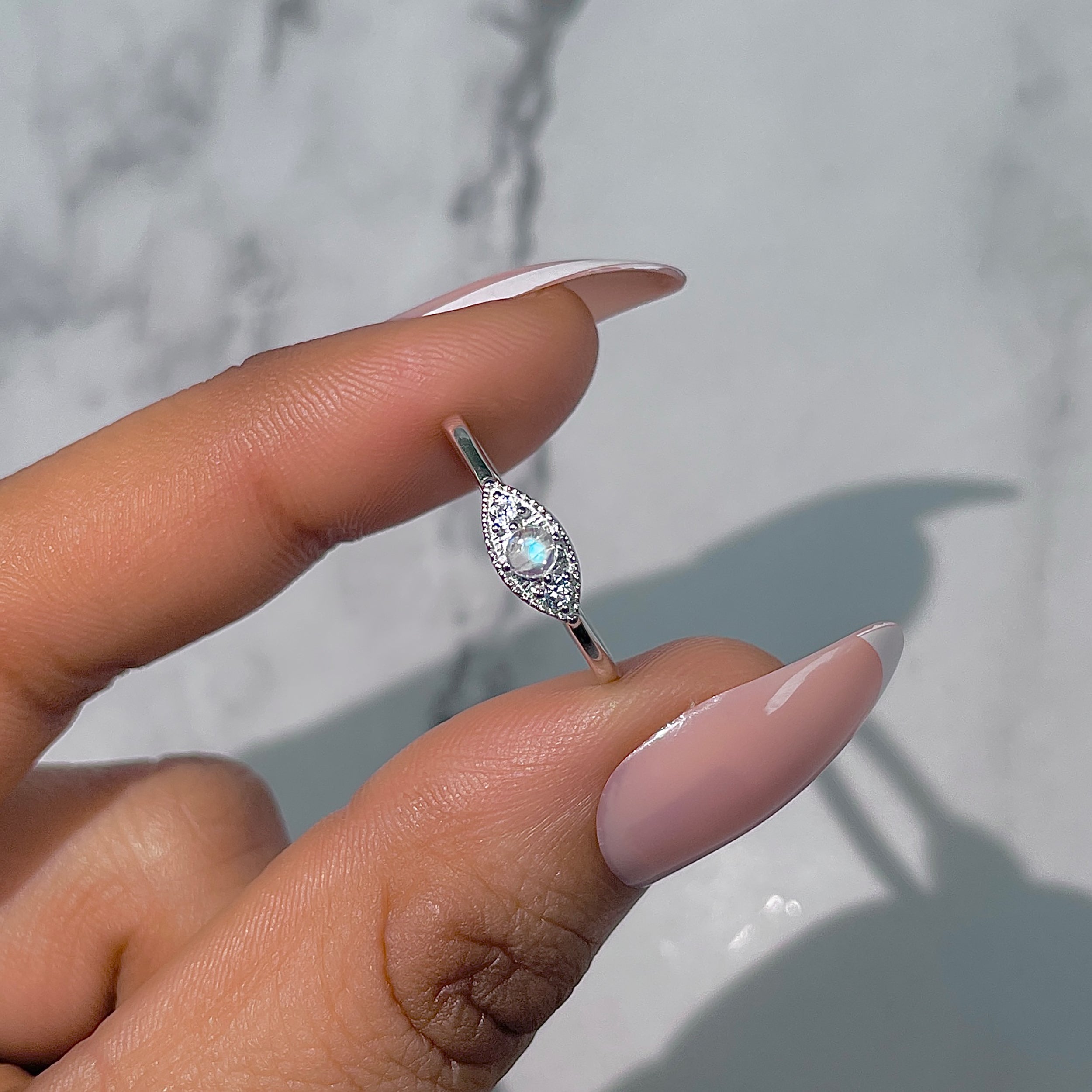 Moonstone & White Topaz Ring-(RBM-RDR-1662.)
