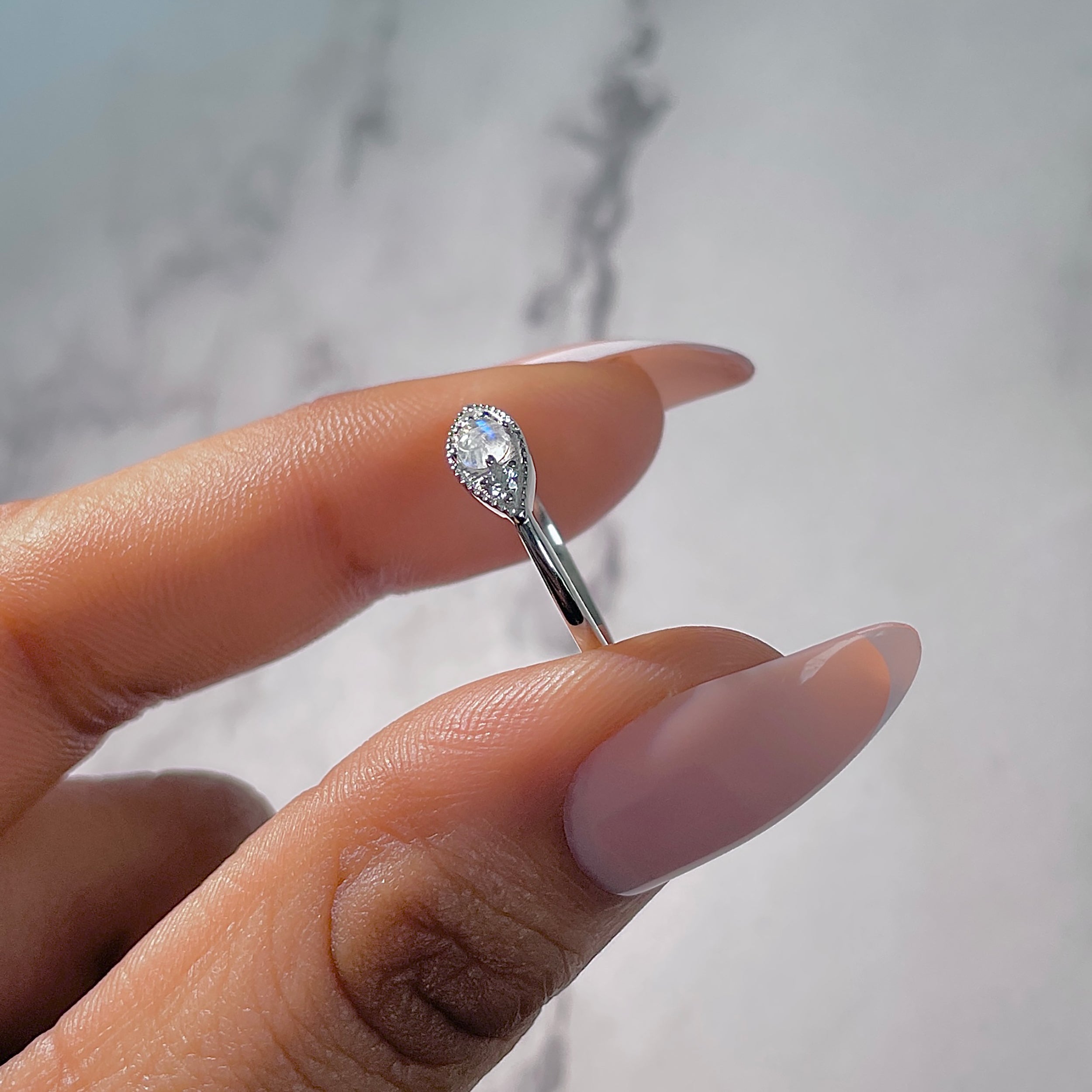 Moonstone & White Topaz Ring-(RBM-RDR-1662.)