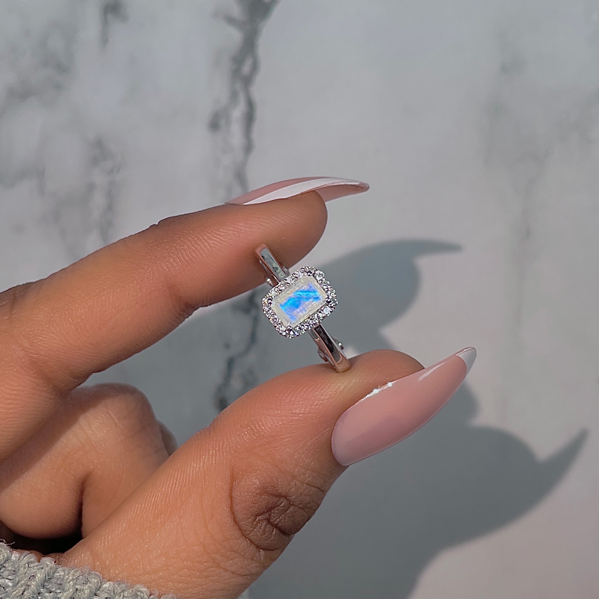 Moonstone & White Topaz Ring-(RBM-RDR-1787.)