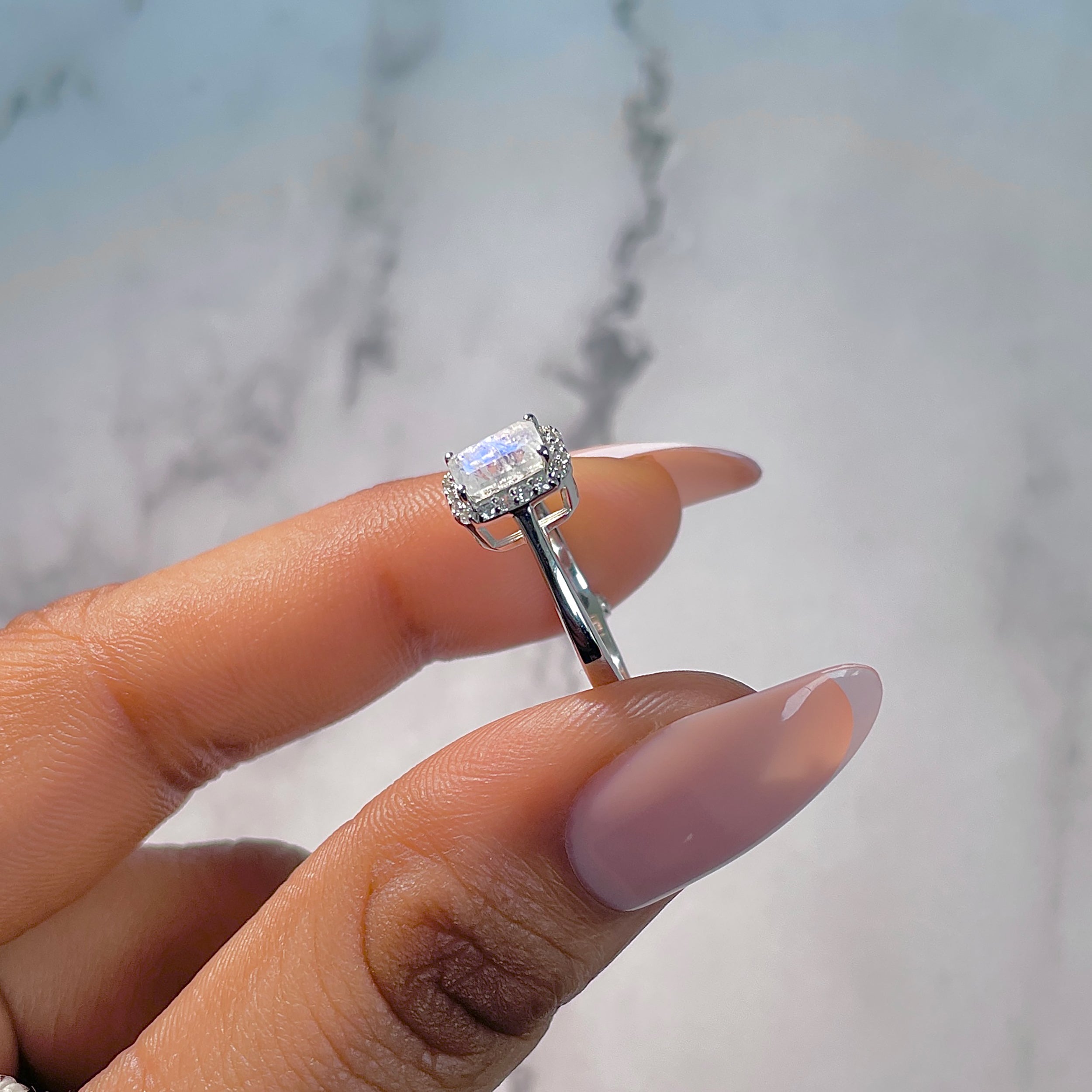 Moonstone & White Topaz Ring-(RBM-RDR-1787.)