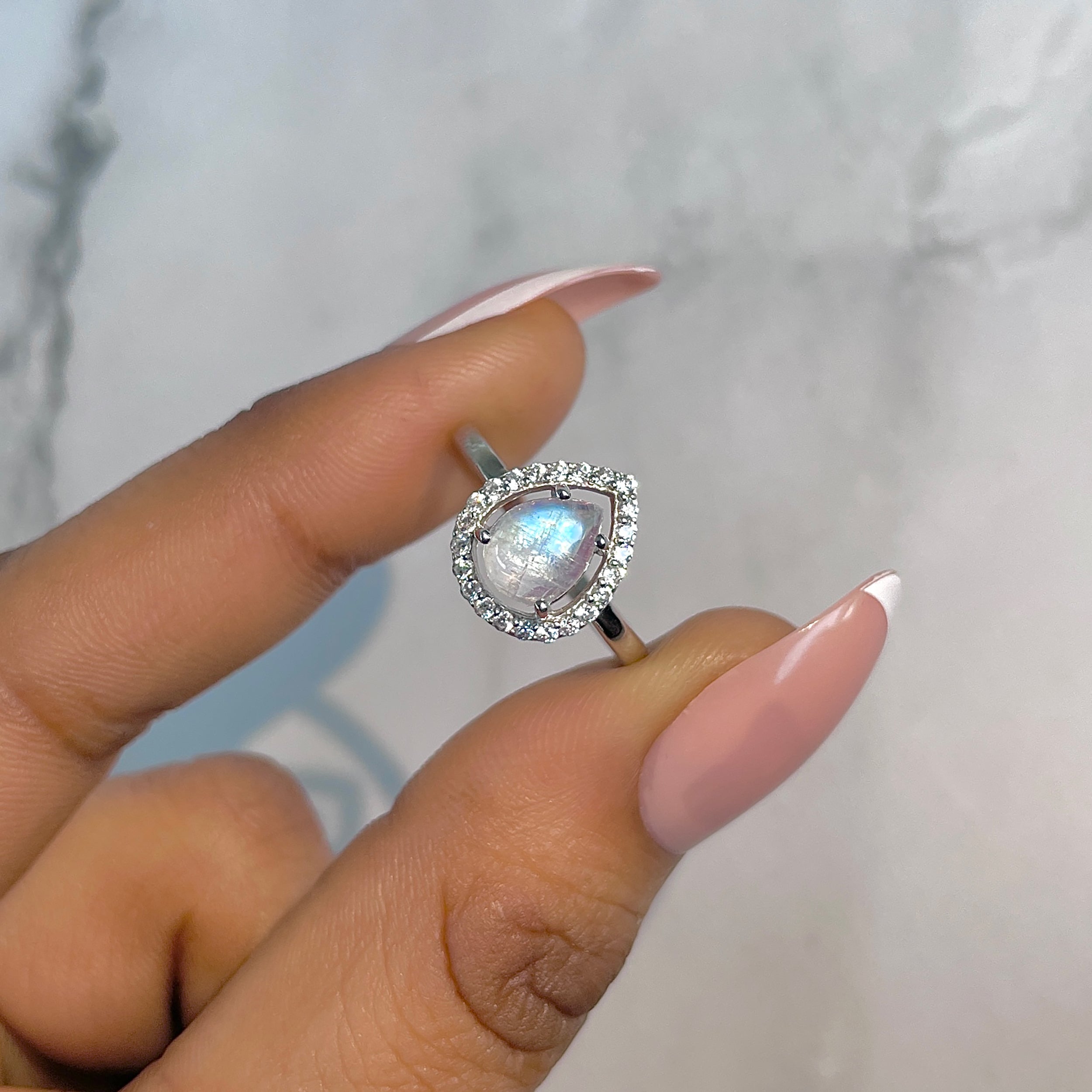 Moonstone & White Topaz Ring-(RBM-RDR-1803.)