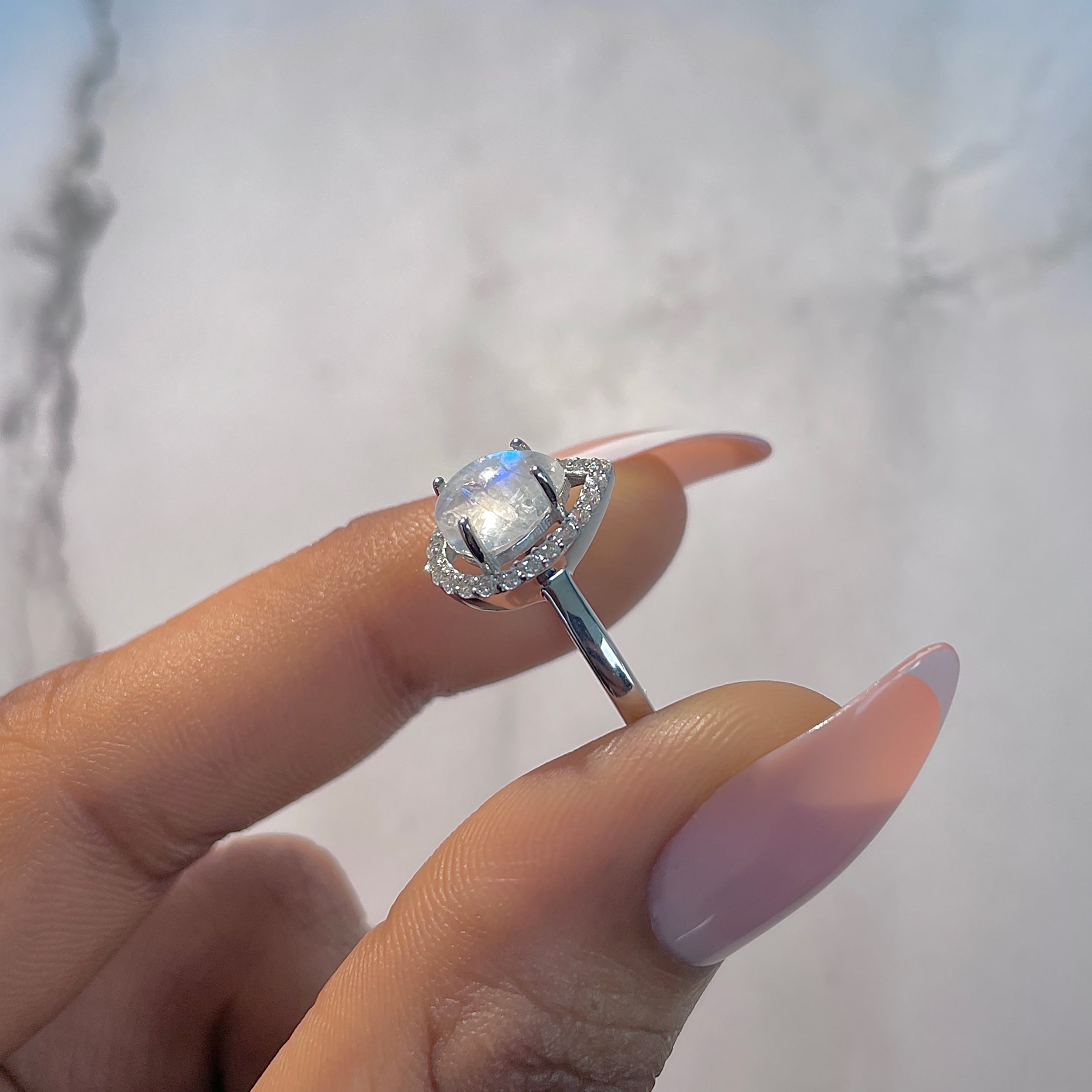 Moonstone & White Topaz Ring-(RBM-RDR-1803.)