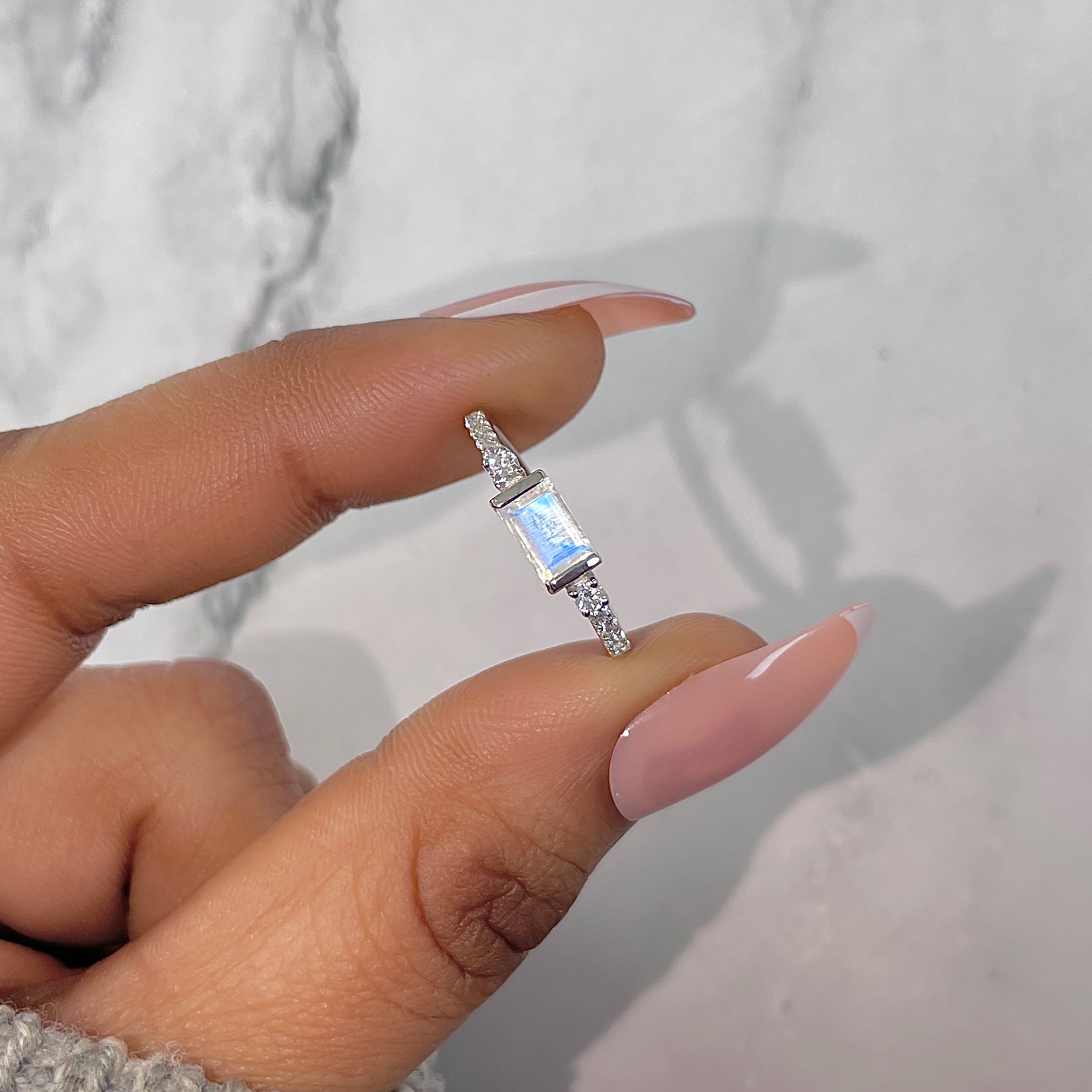 Moonstone & White Topaz Ring-(RBM-RDR-2186.)