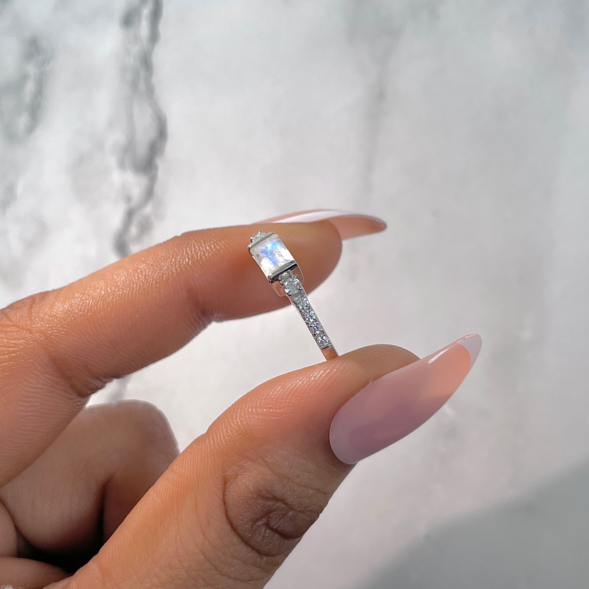 Moonstone & White Topaz Ring-(RBM-RDR-2186.)