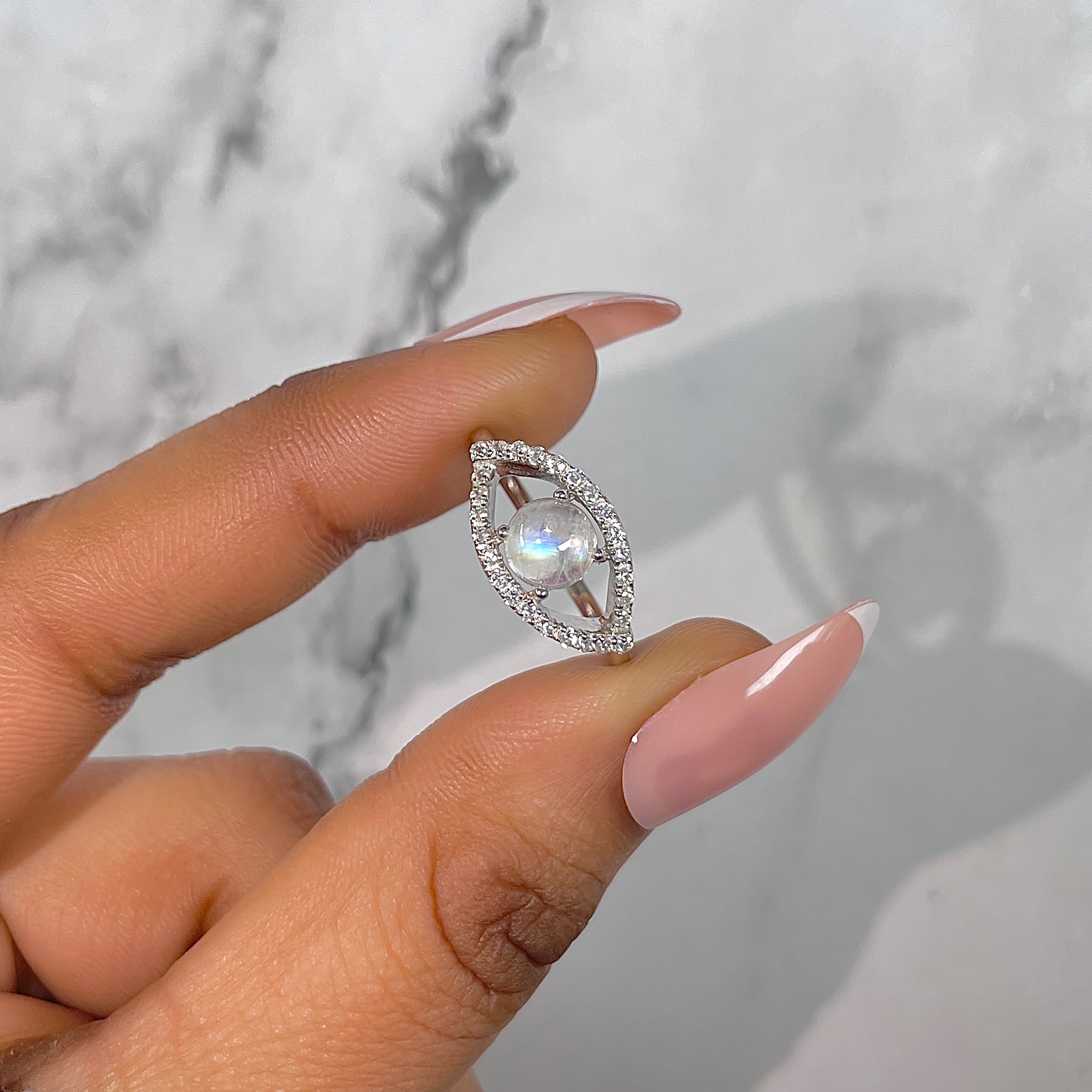 Moonstone & White Topaz Ring-(RBM-RDR-2190.)