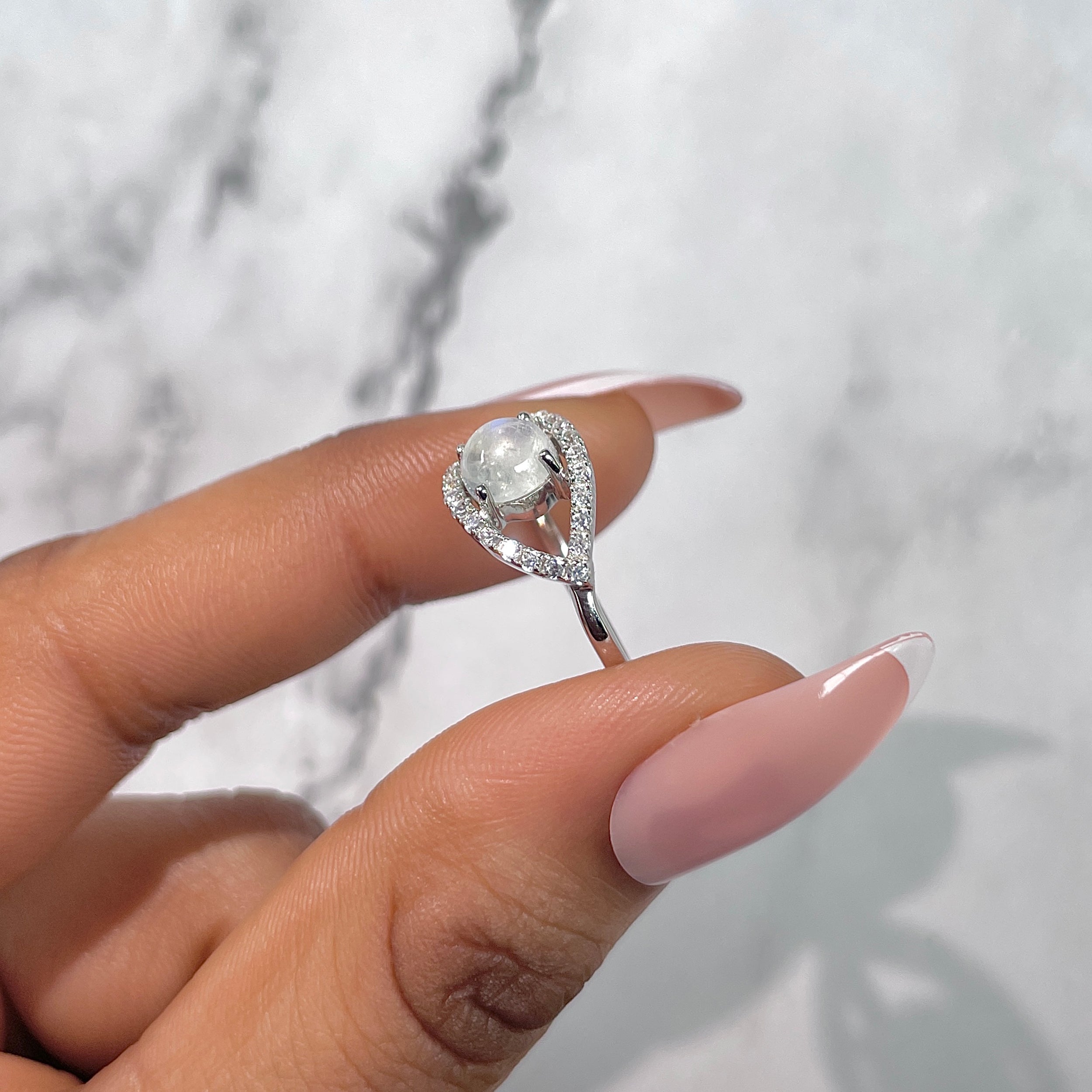 Moonstone & White Topaz Ring-(RBM-RDR-2190.)