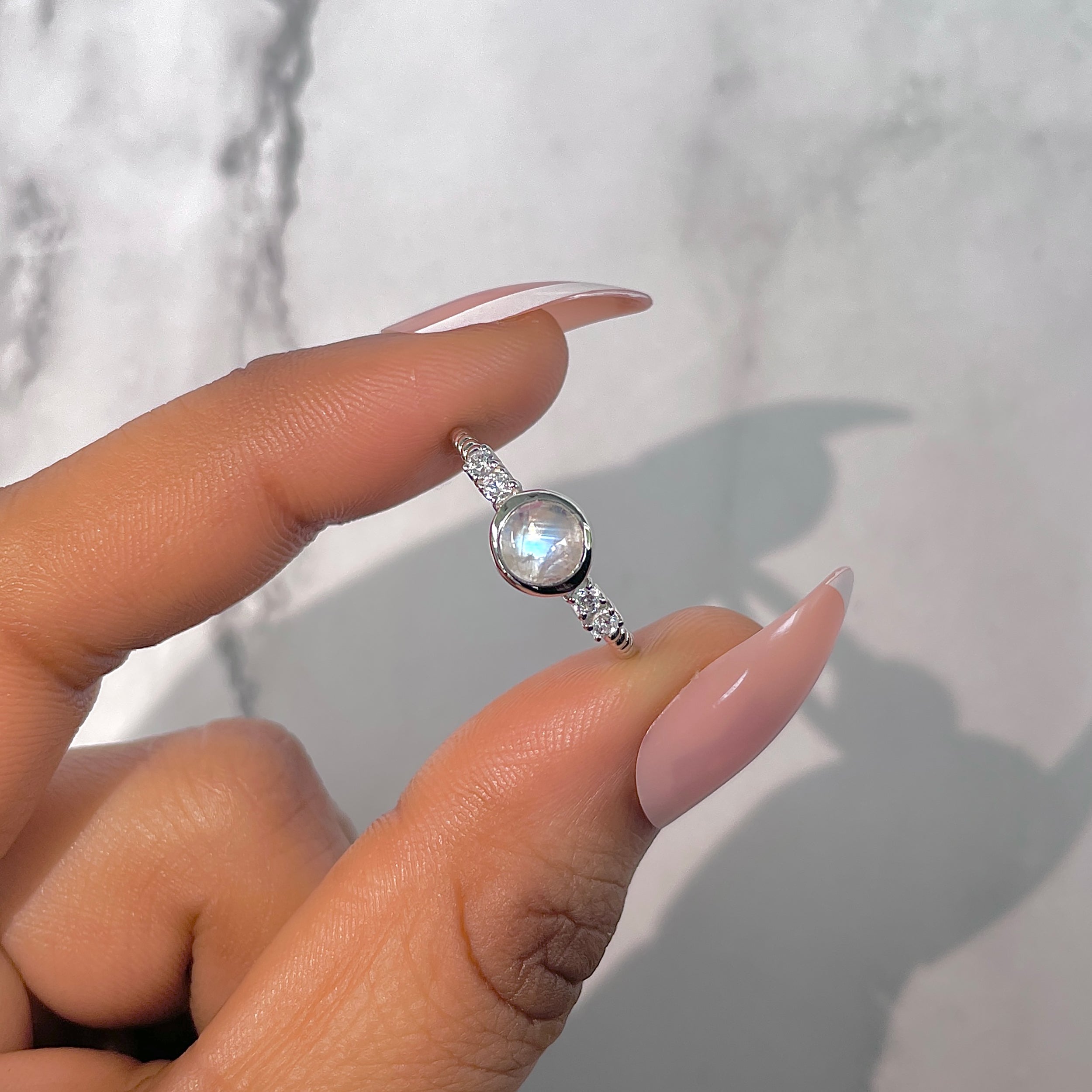 Moonstone & White Topaz Ring-(RBM-RDR-2191.)