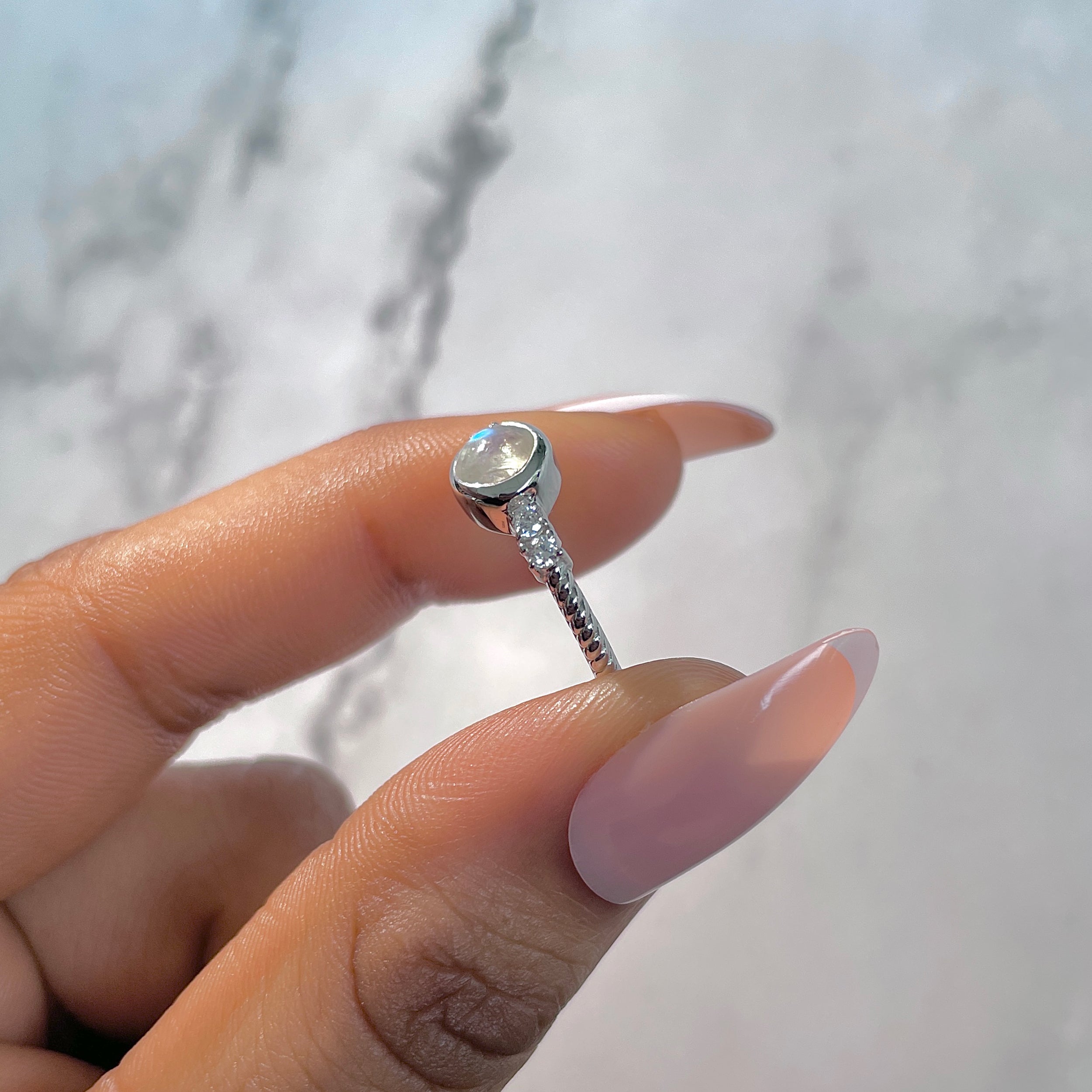 Moonstone & White Topaz Ring-(RBM-RDR-2191.)