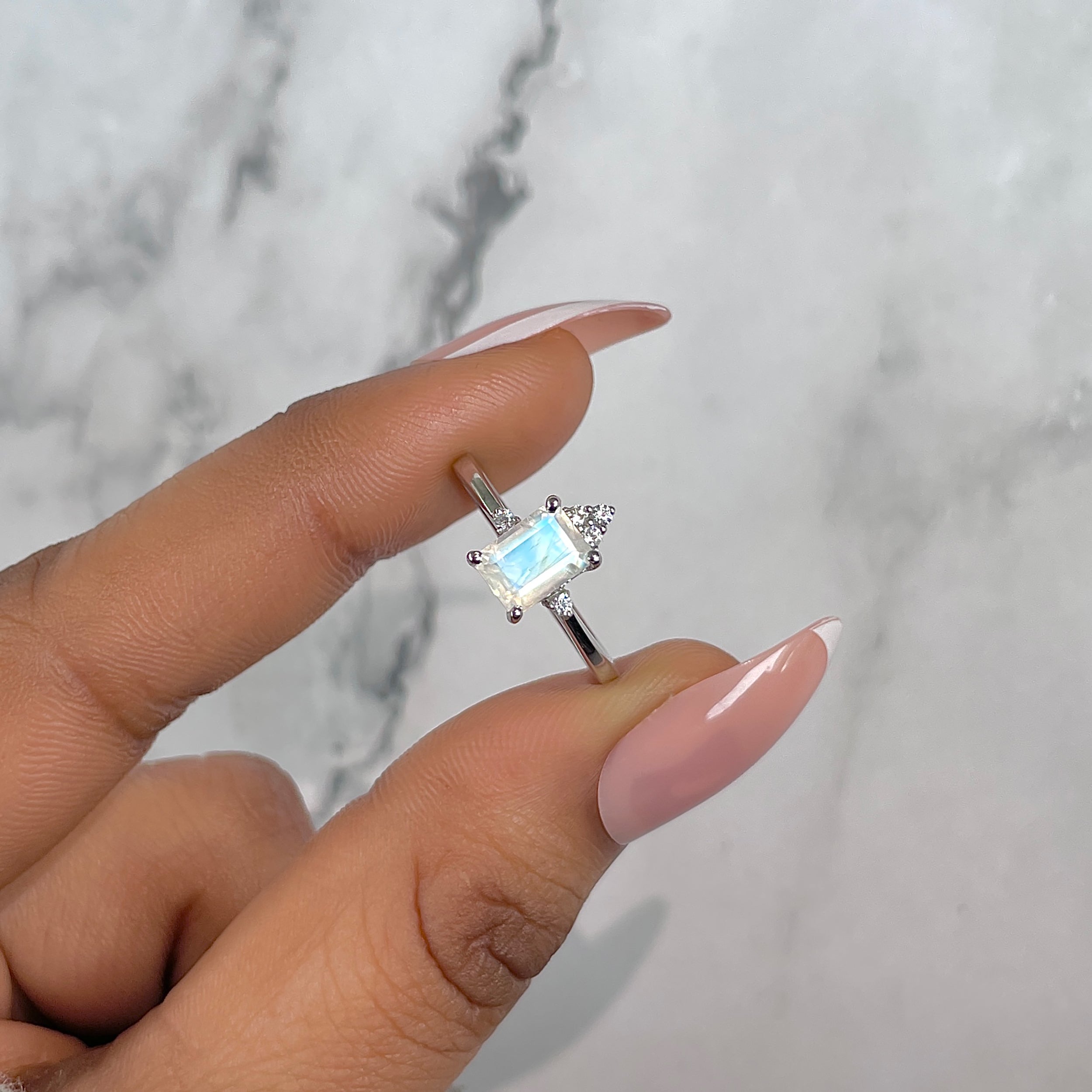 Moonstone & White Topaz Ring-(RBM-RDR-2194.)