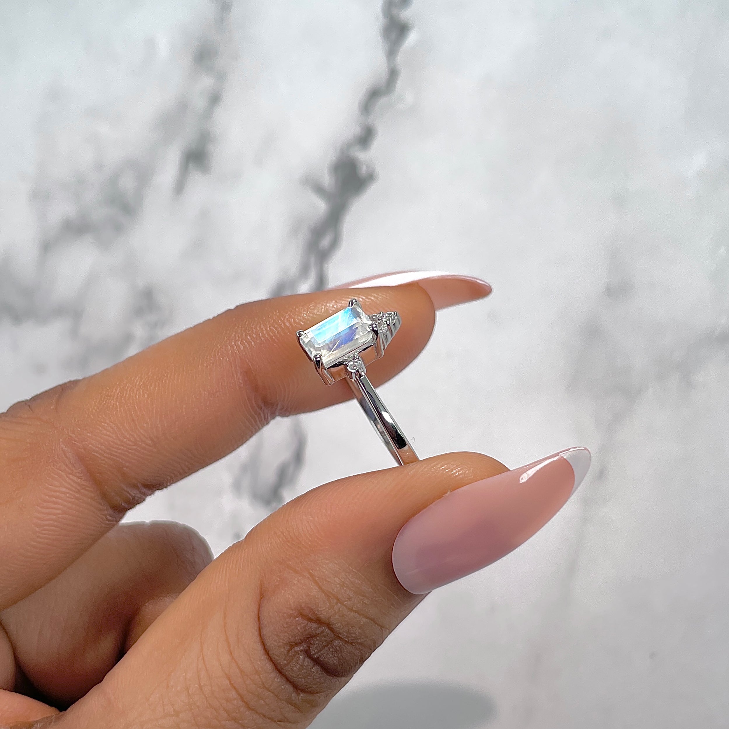 Moonstone & White Topaz Ring-(RBM-RDR-2194.)