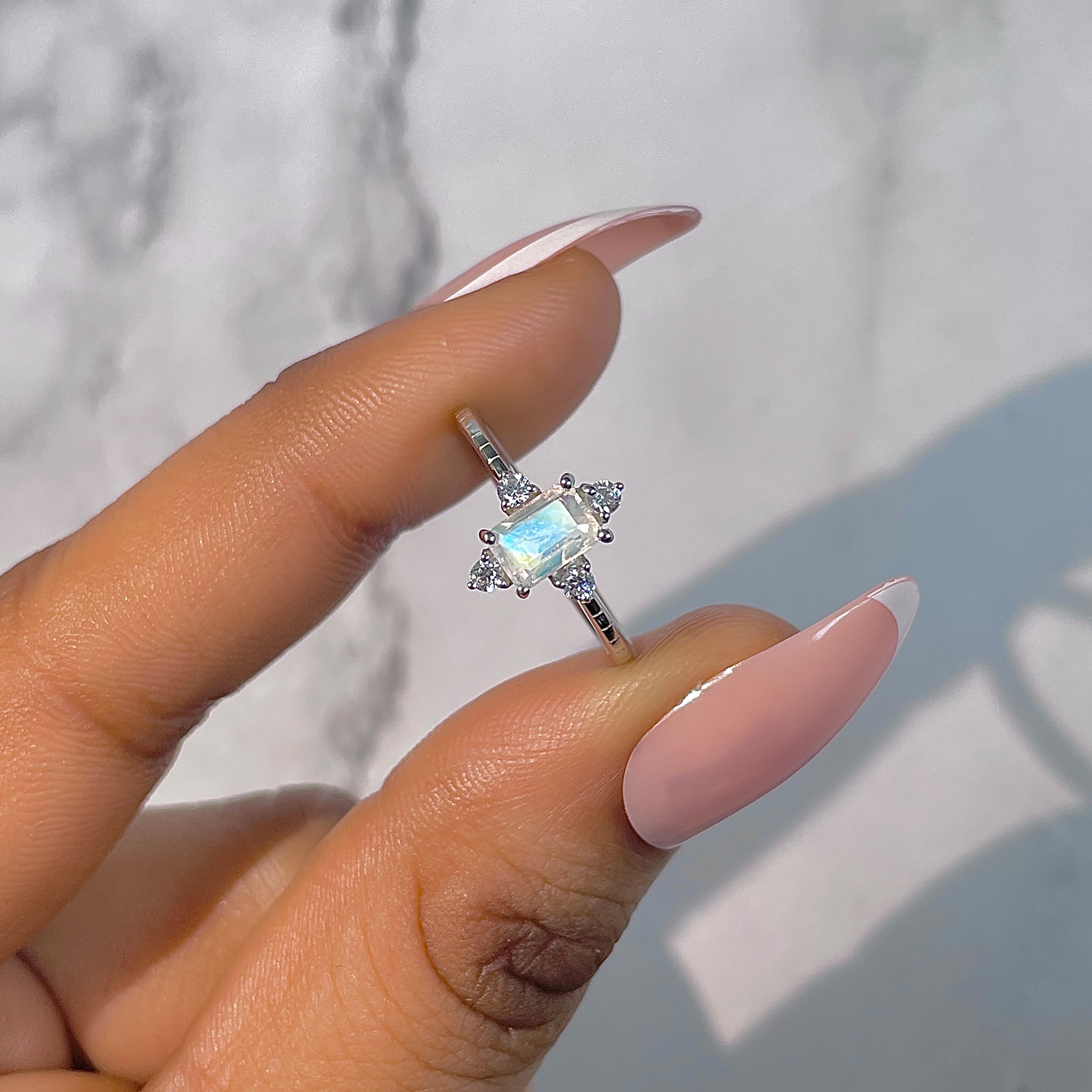 Moonstone & White Topaz Ring-(RBM-RDR-2210.)