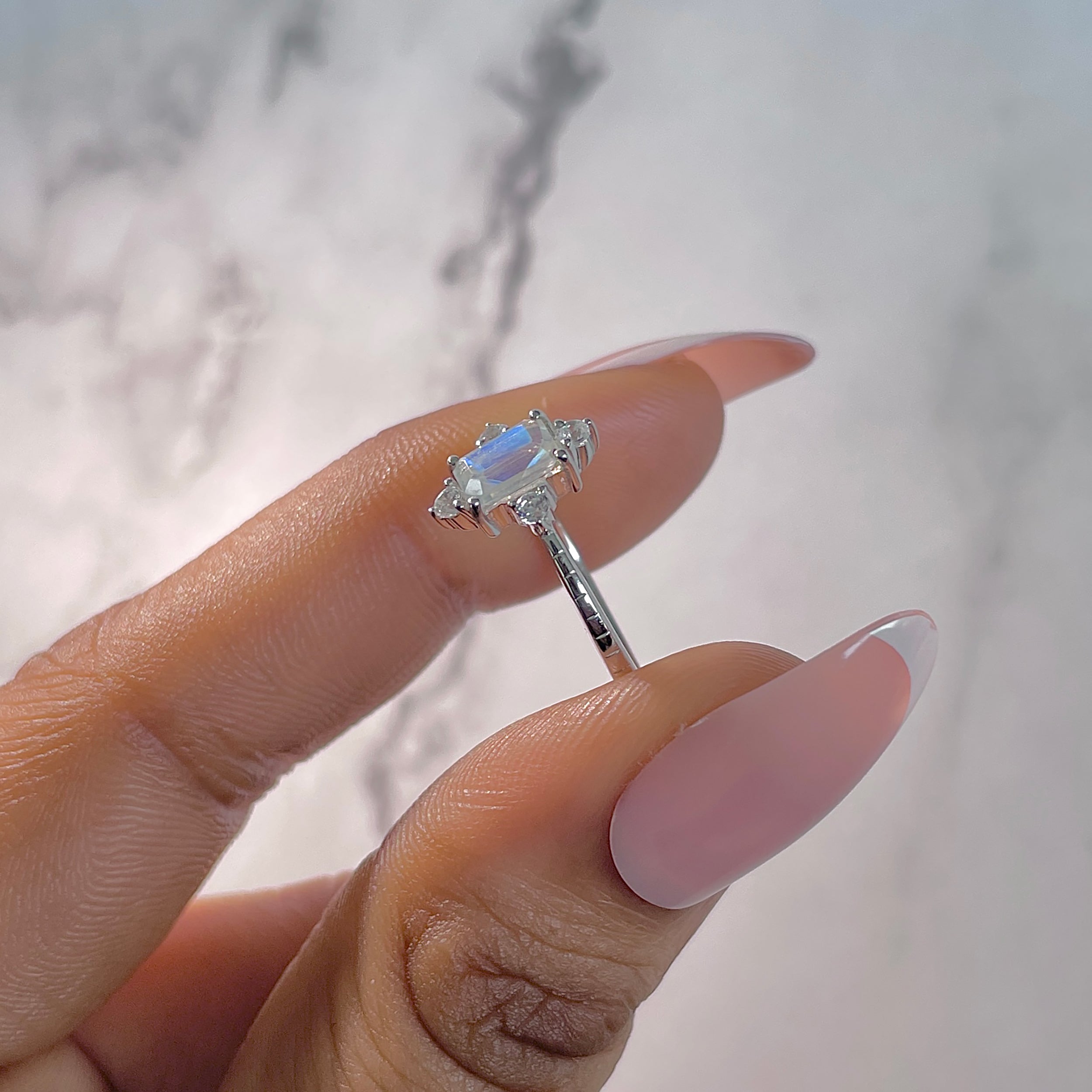 Moonstone & White Topaz Ring-(RBM-RDR-2210.)