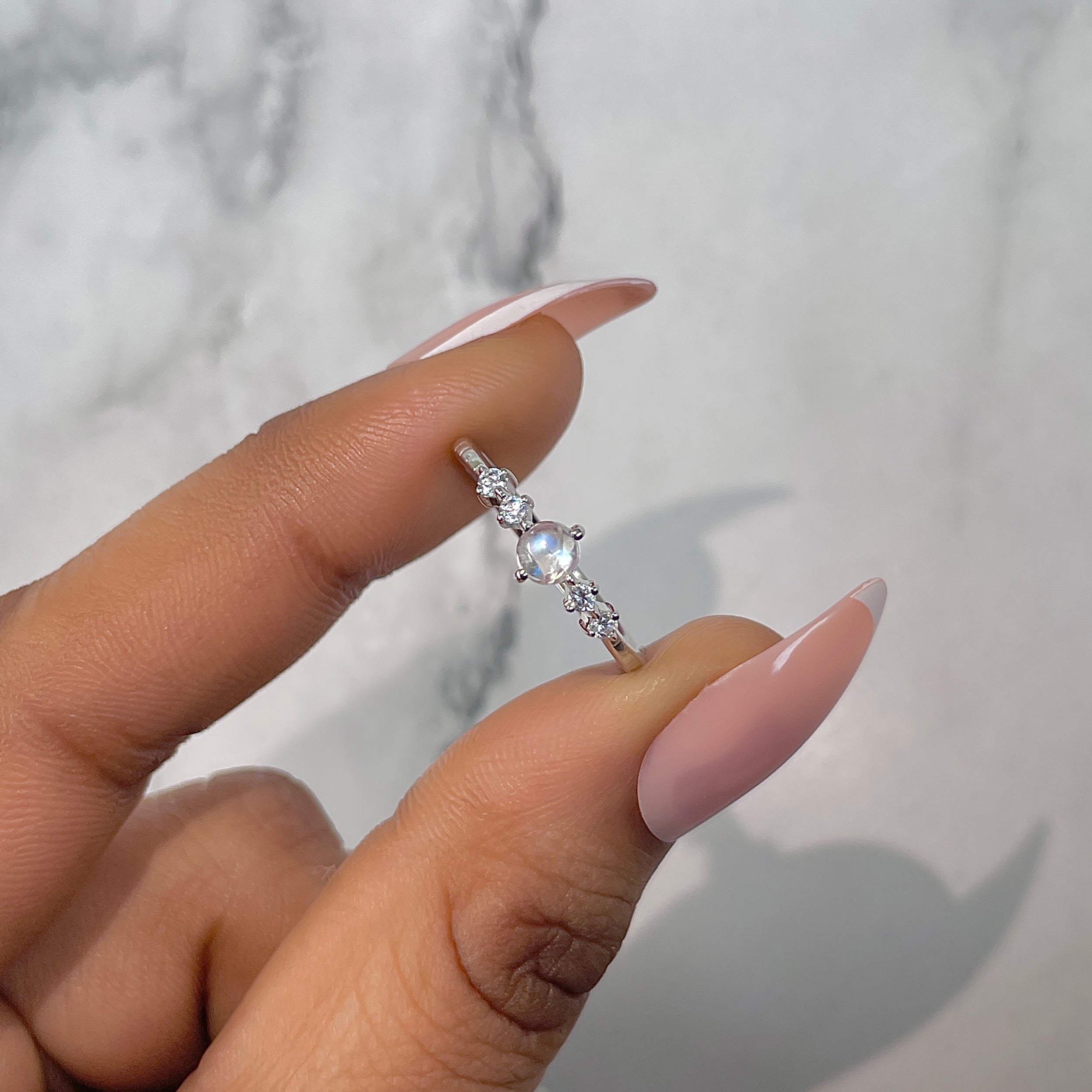 Moonstone & White Topaz Ring-(RBM-RDR-2211.)