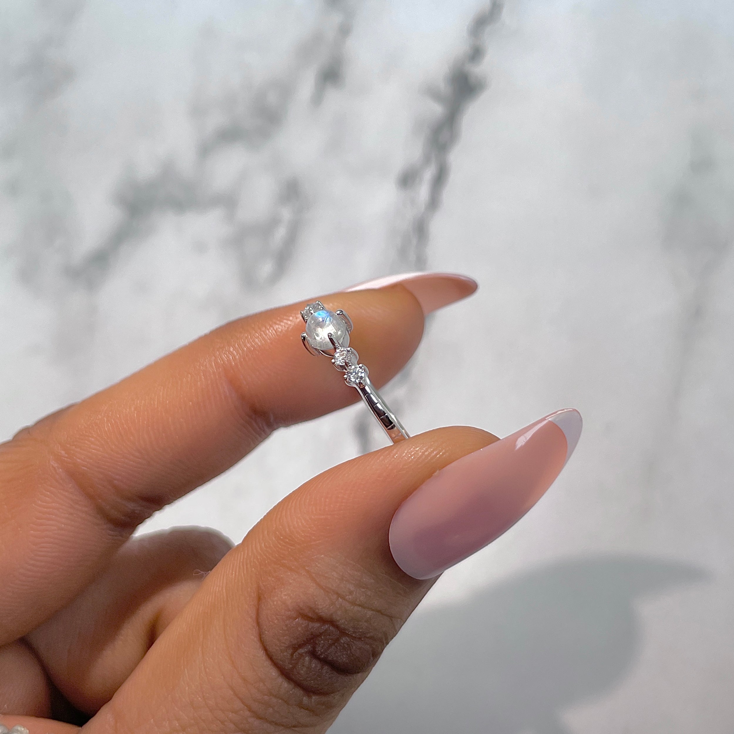 Moonstone & White Topaz Ring-(RBM-RDR-2211.)
