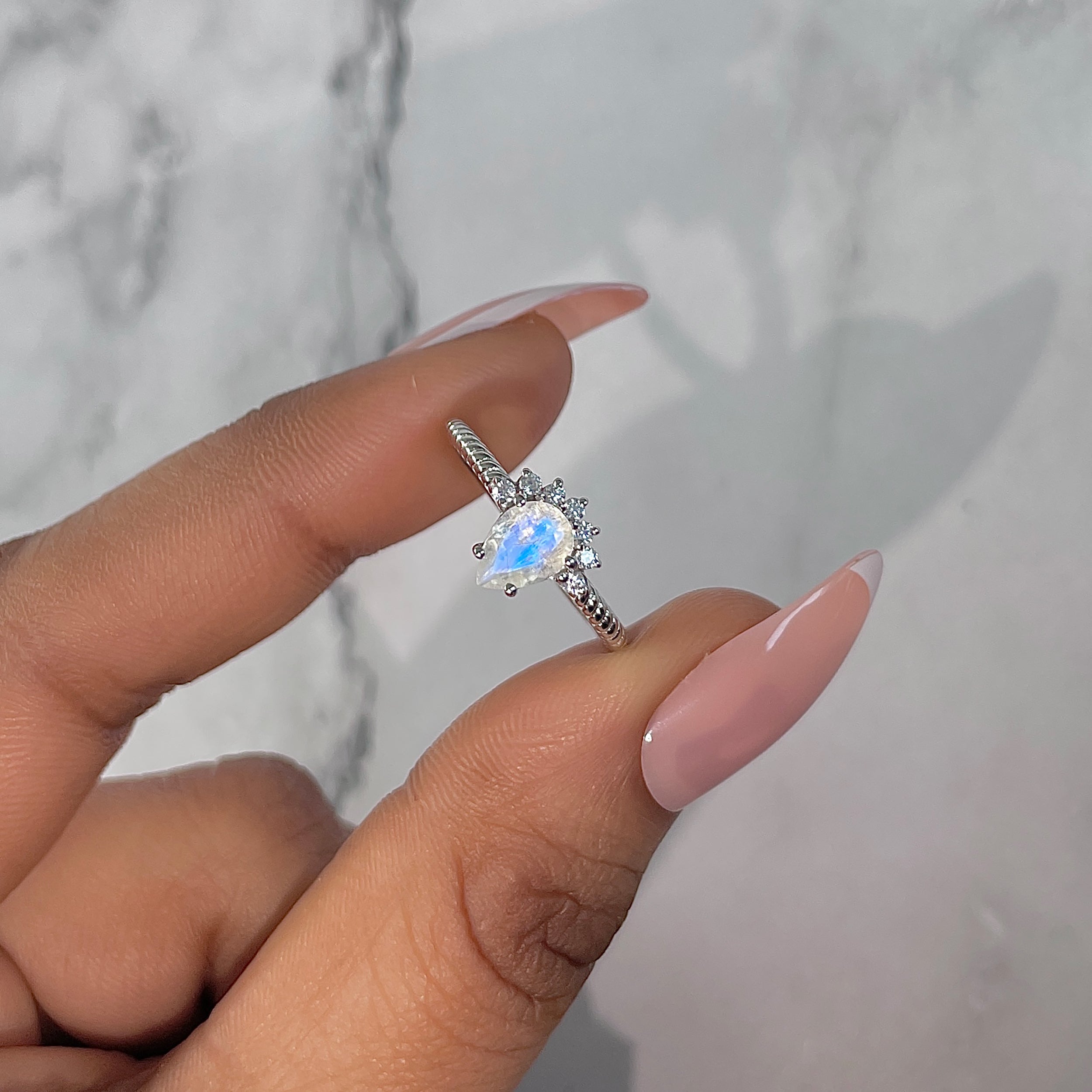 Moonstone & White Topaz Ring-(RBM-RDR-2212.)